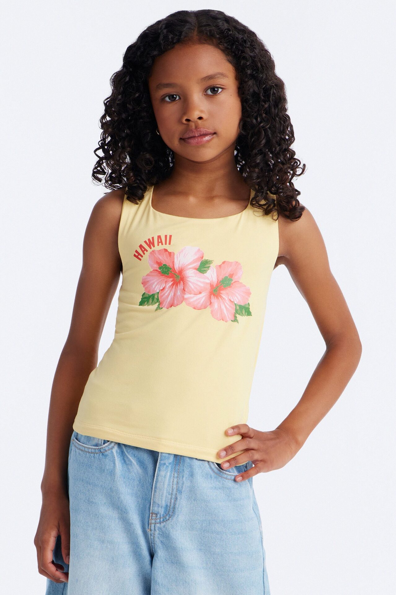 Mini Aloha Floral Tank Top - Yellow