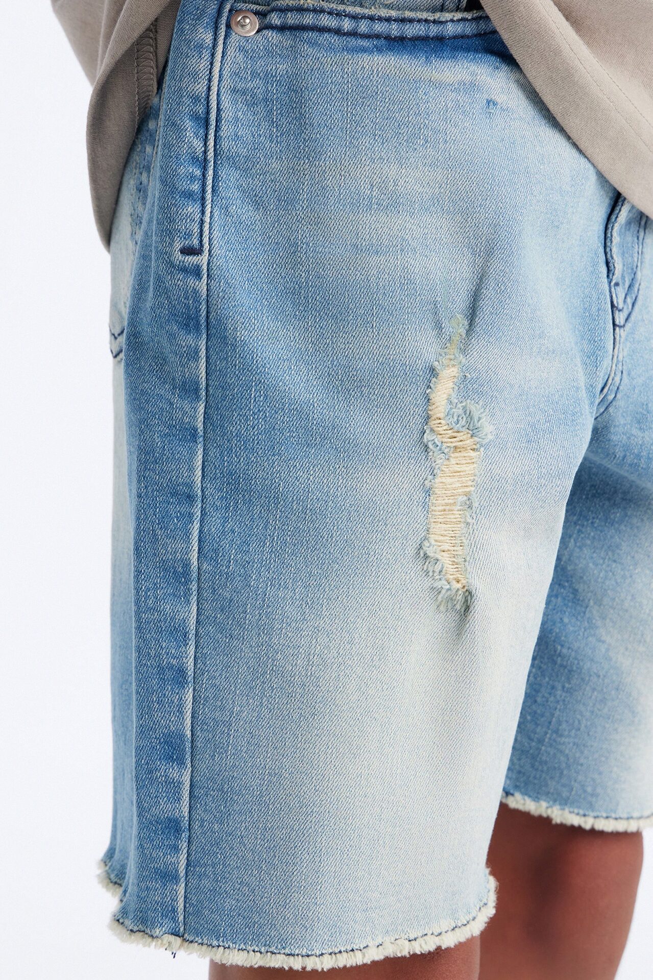 Mini Lounge Relaxed Denim Shorts - Medium Blue Wash