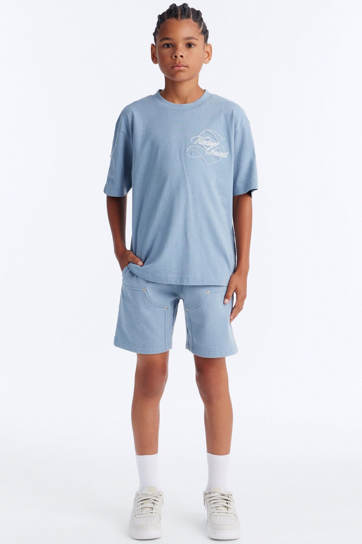 Mini Still A Saint Shorts - Light Blue