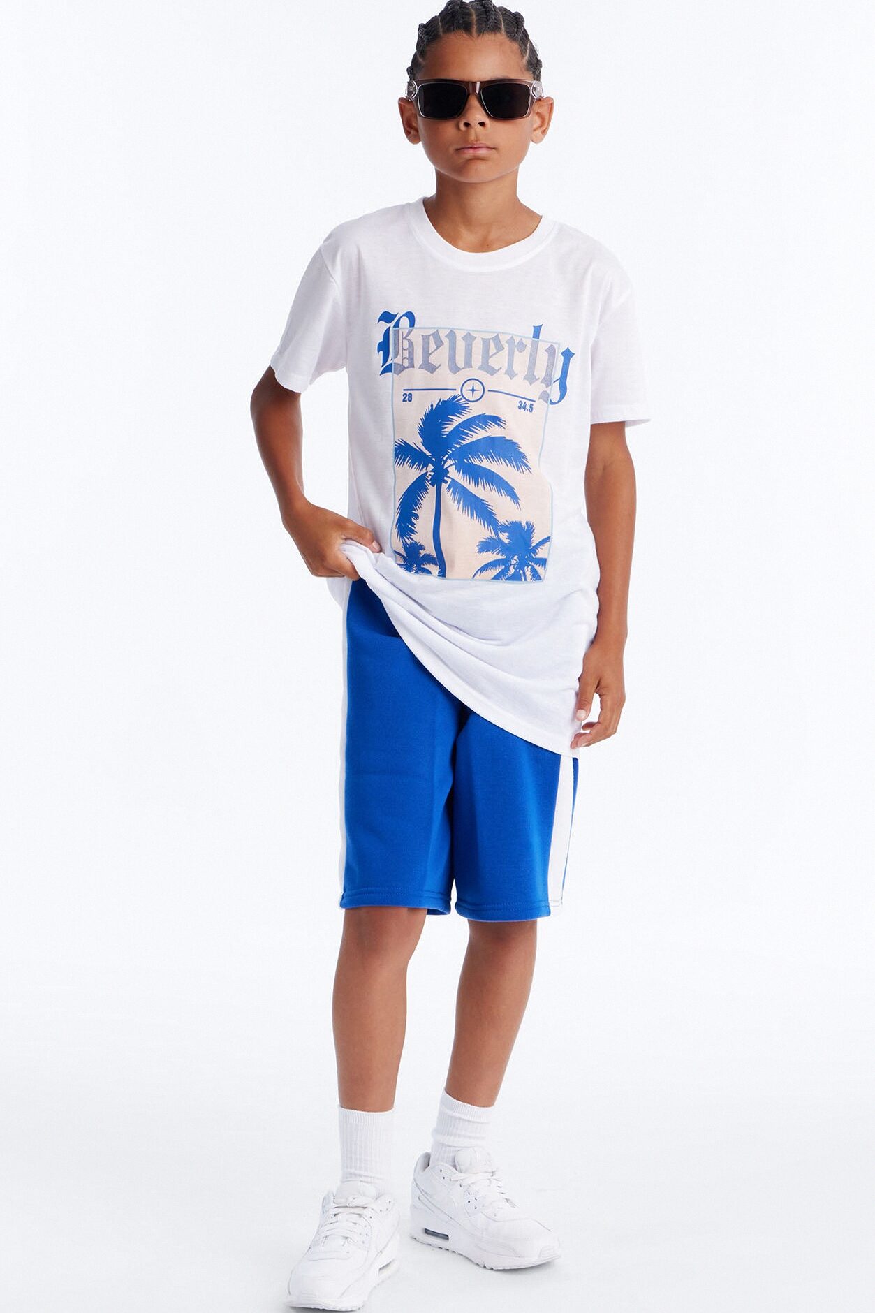 Mini Beverly Palm Trees Short Set - White/combo