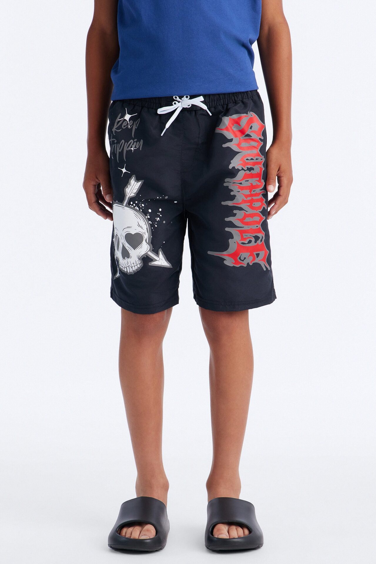Mini Southpole Skull Swim Trunk - Black