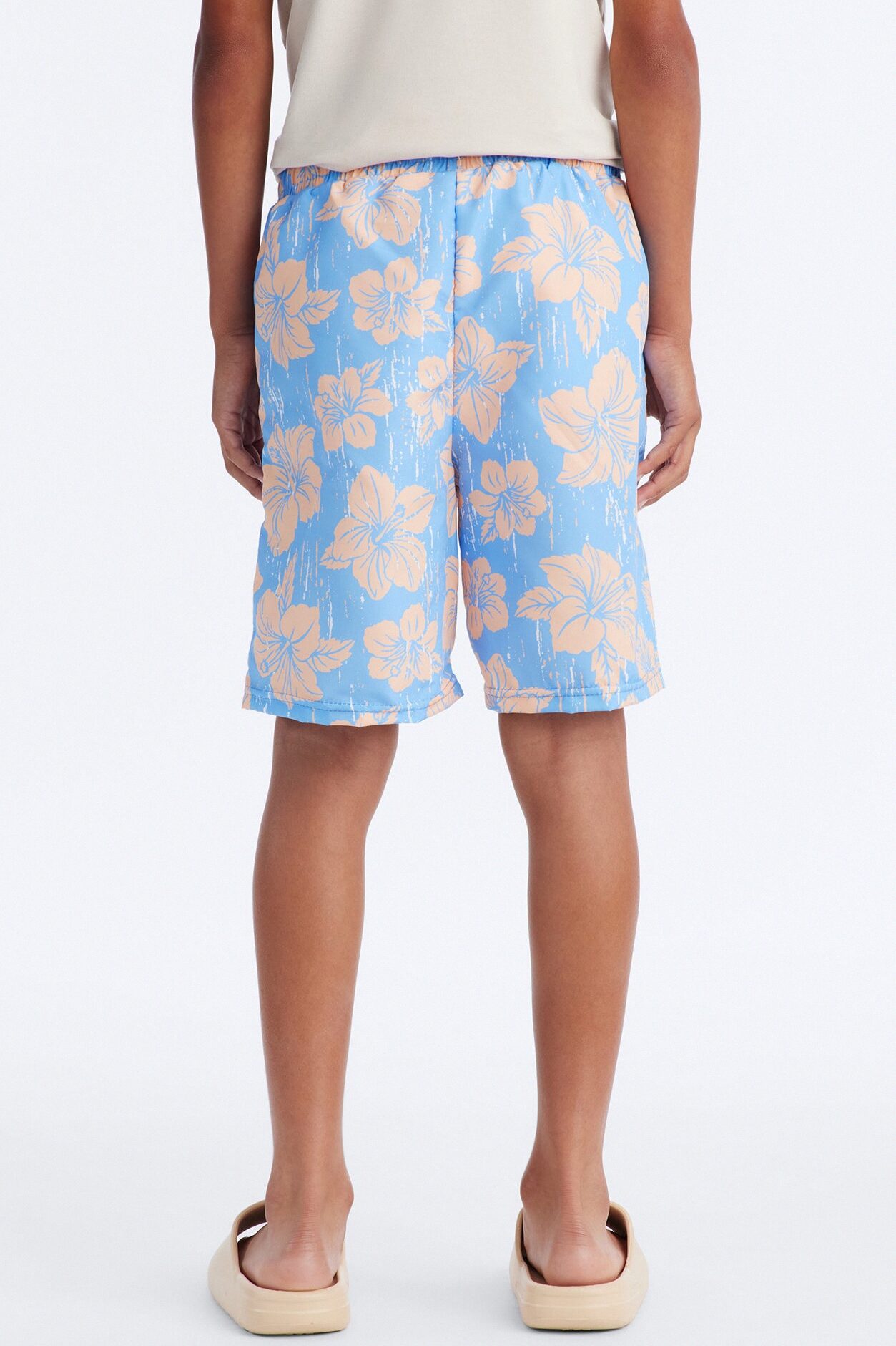 Mini Hibiscus Vibes Swim Trunk - Light Blue