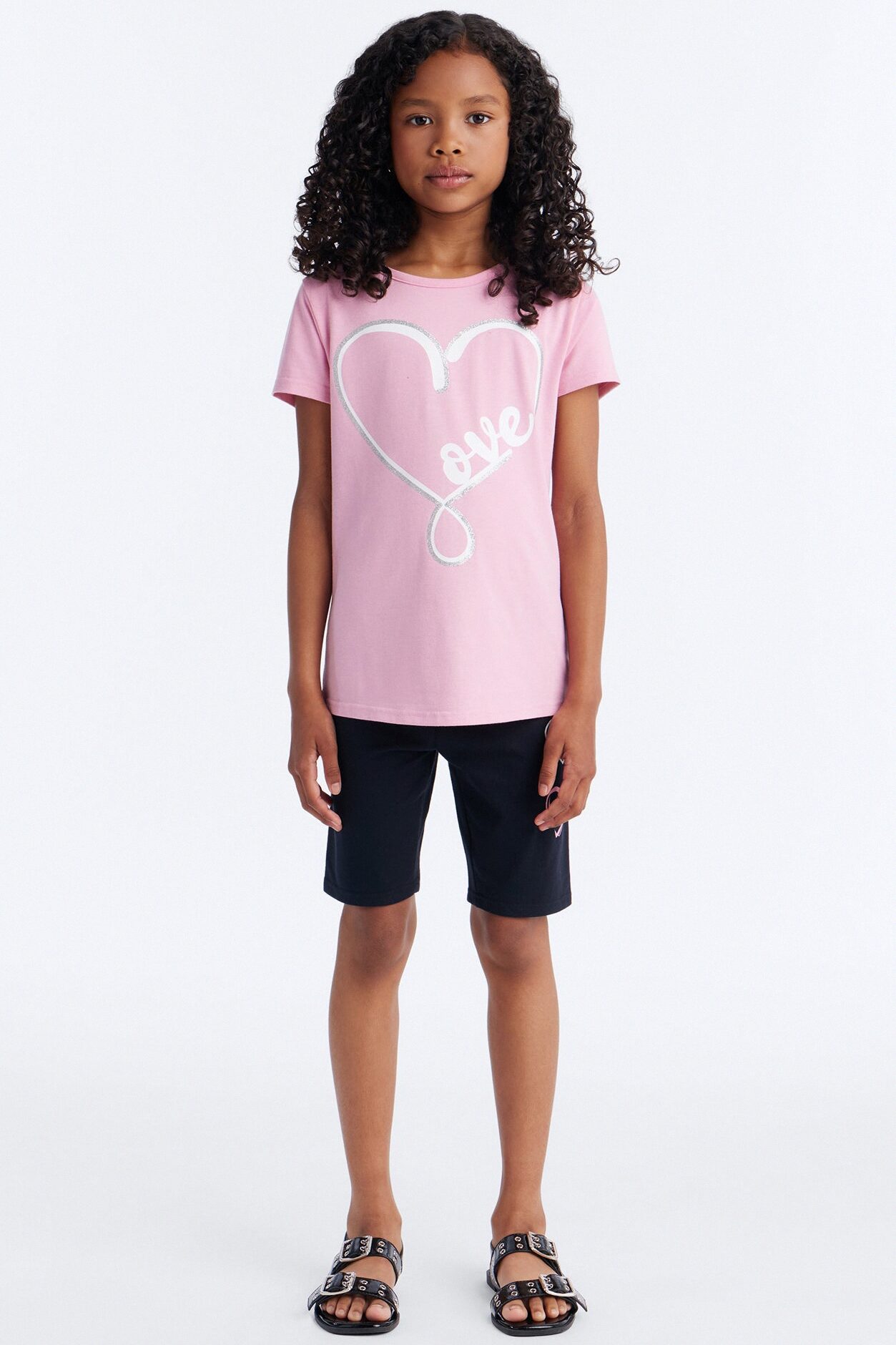 Mini Love Is What Counts Bike Short Set - Pink/combo