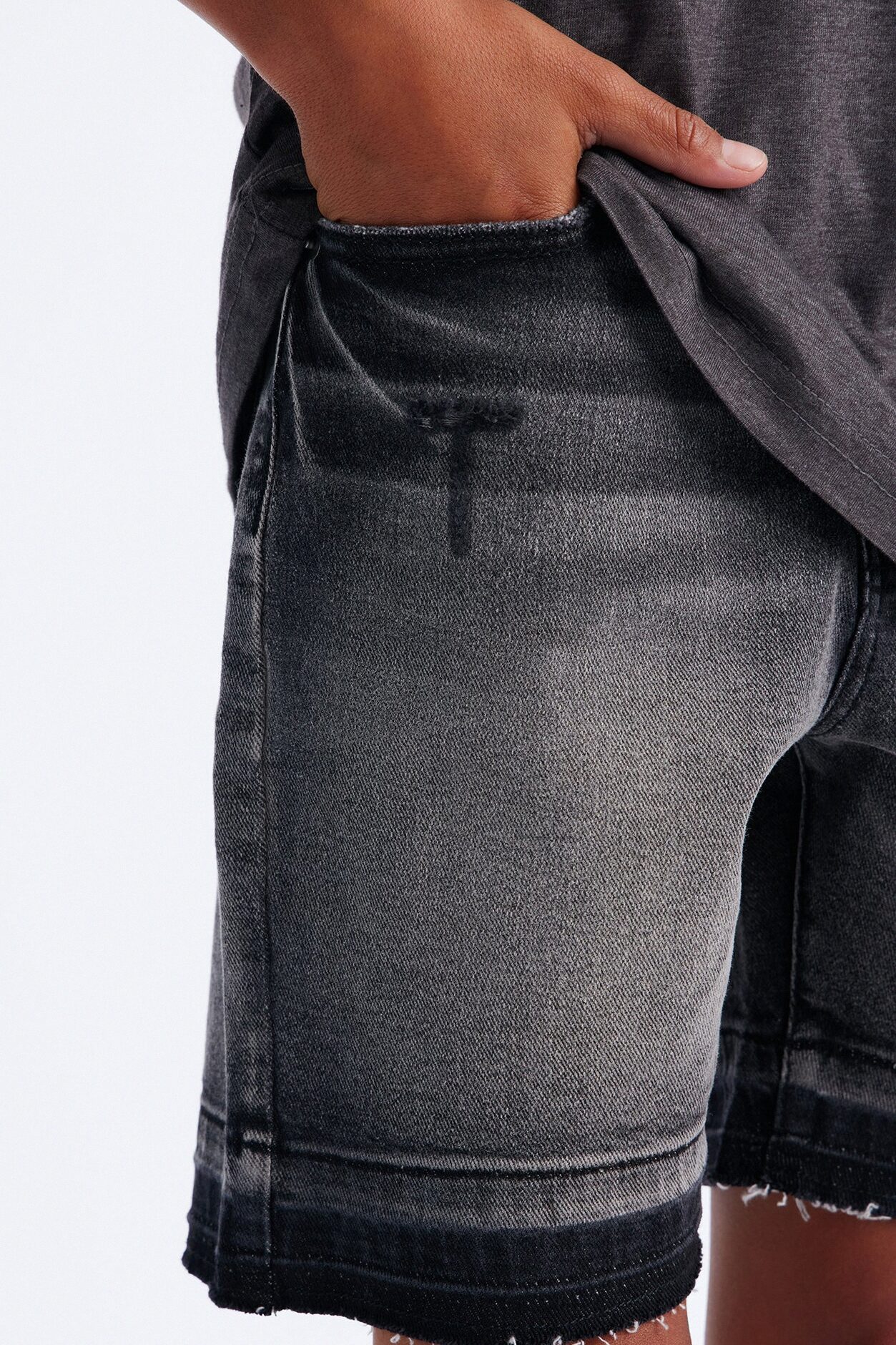 Mini Run Around Relaxed Denim Shorts - Black Wash