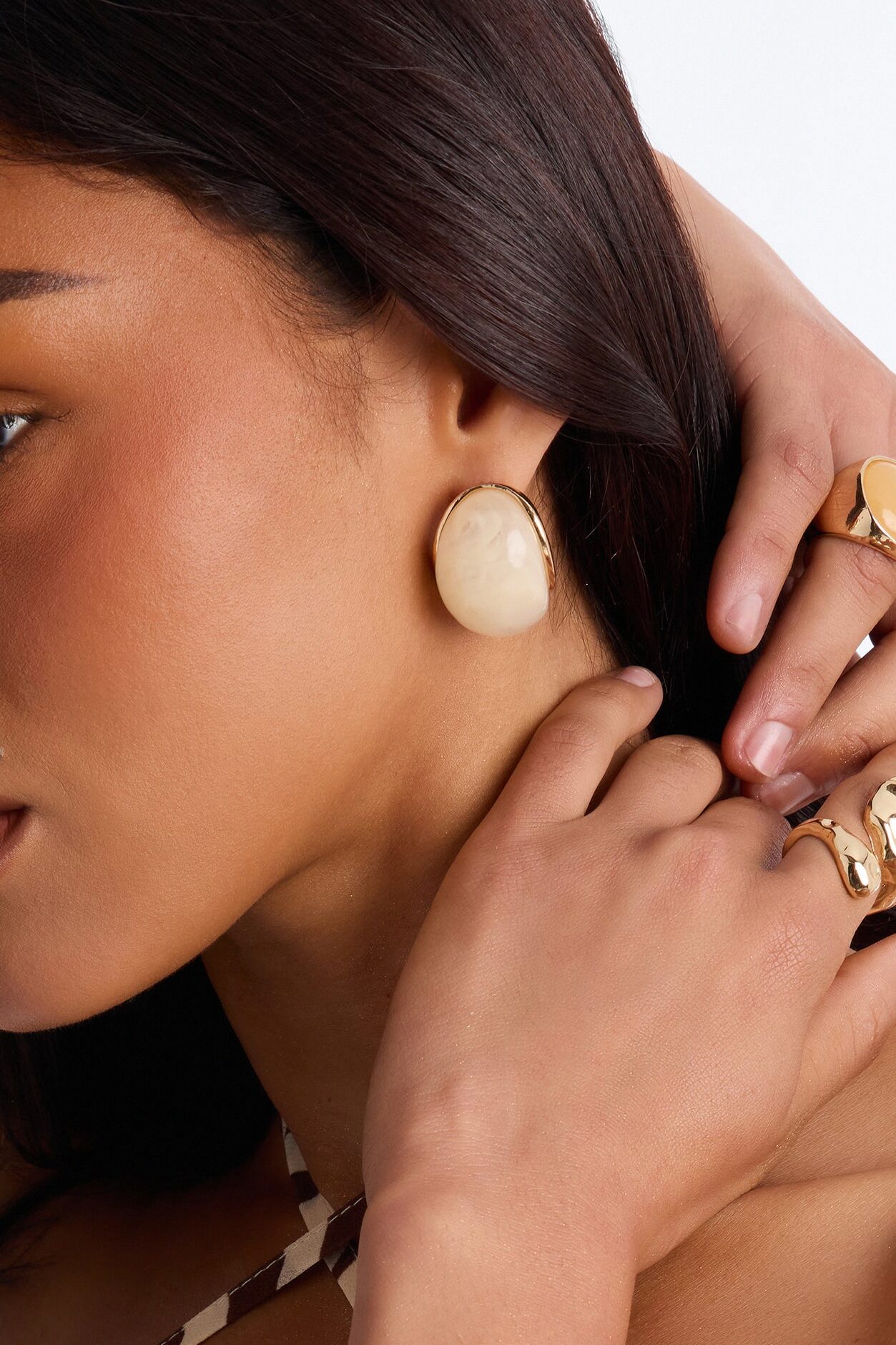 Morning Muse Jeweled Stud Earrings - White/Gold