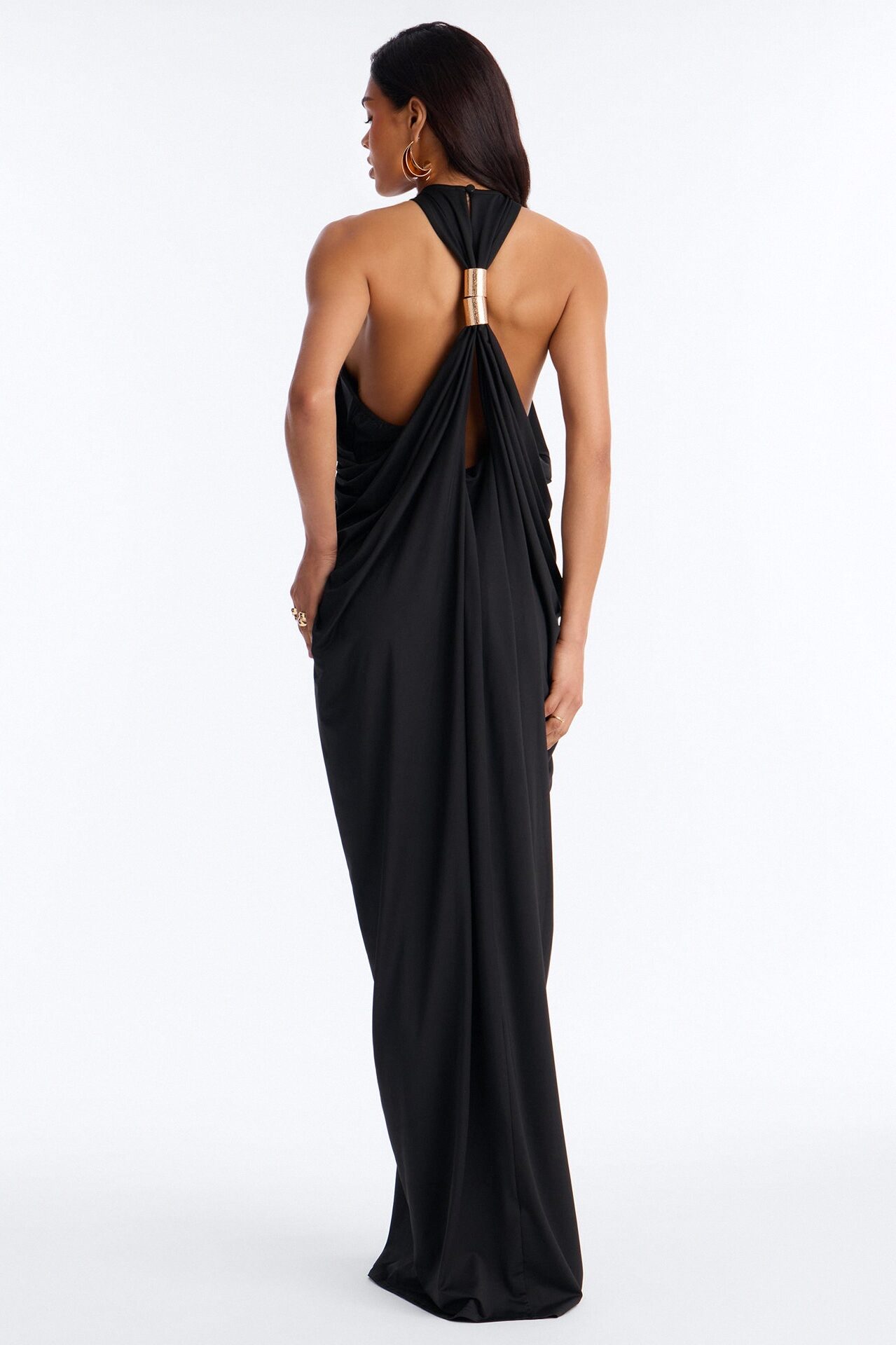 Andreah Draped Maxi Dress - Black