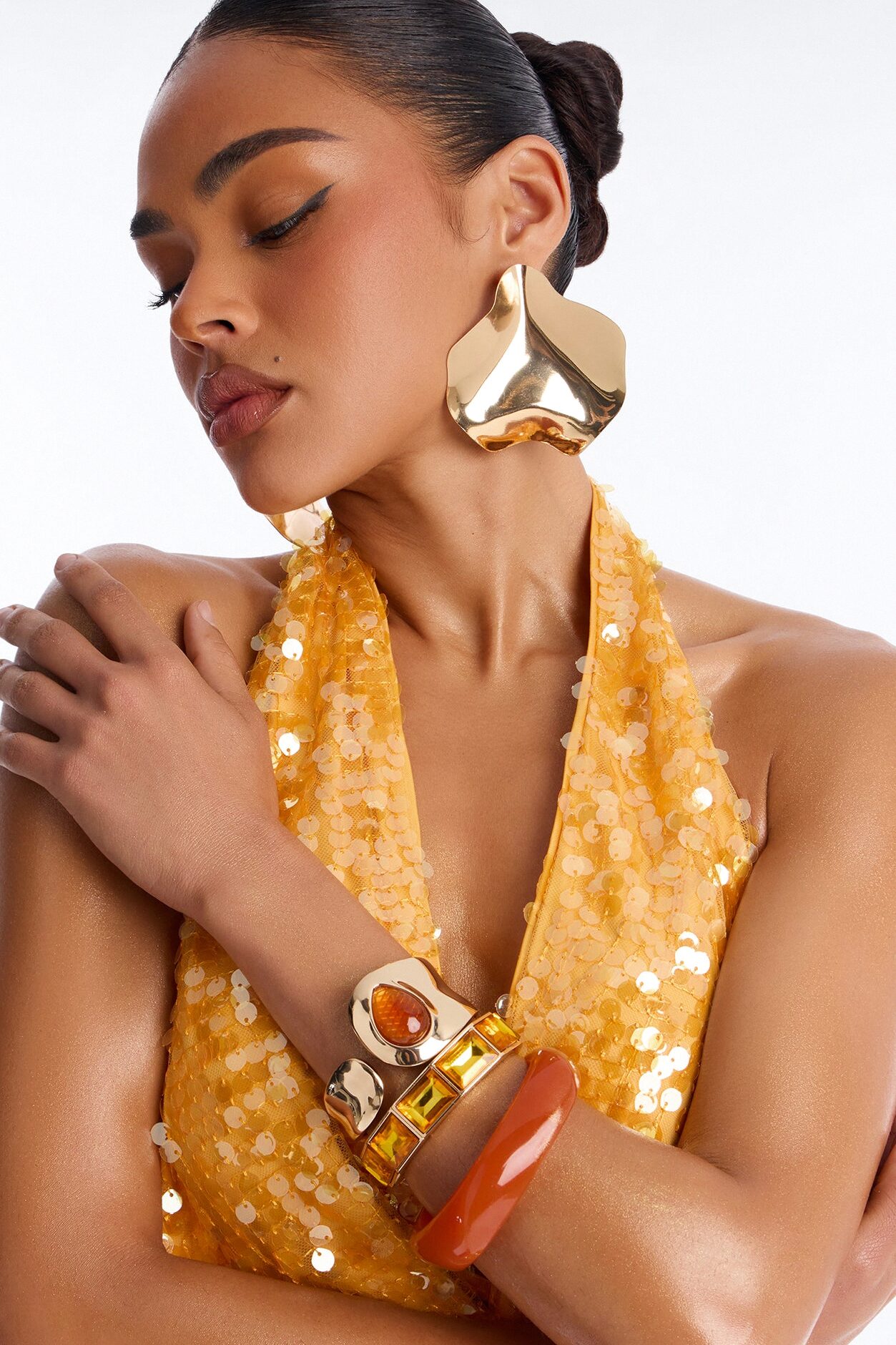 Honey Pot 3 Piece Bracelet Set - Gold/Orange