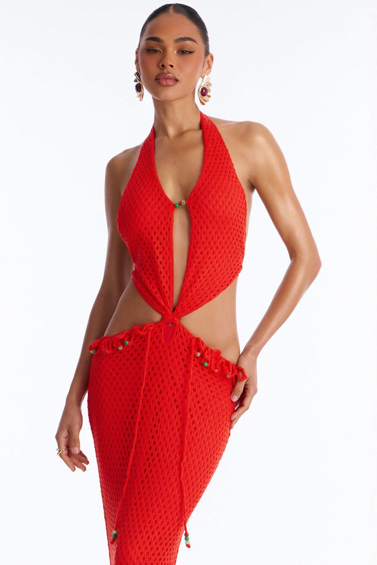 Island Affair Crochet Maxi Dress - Orange