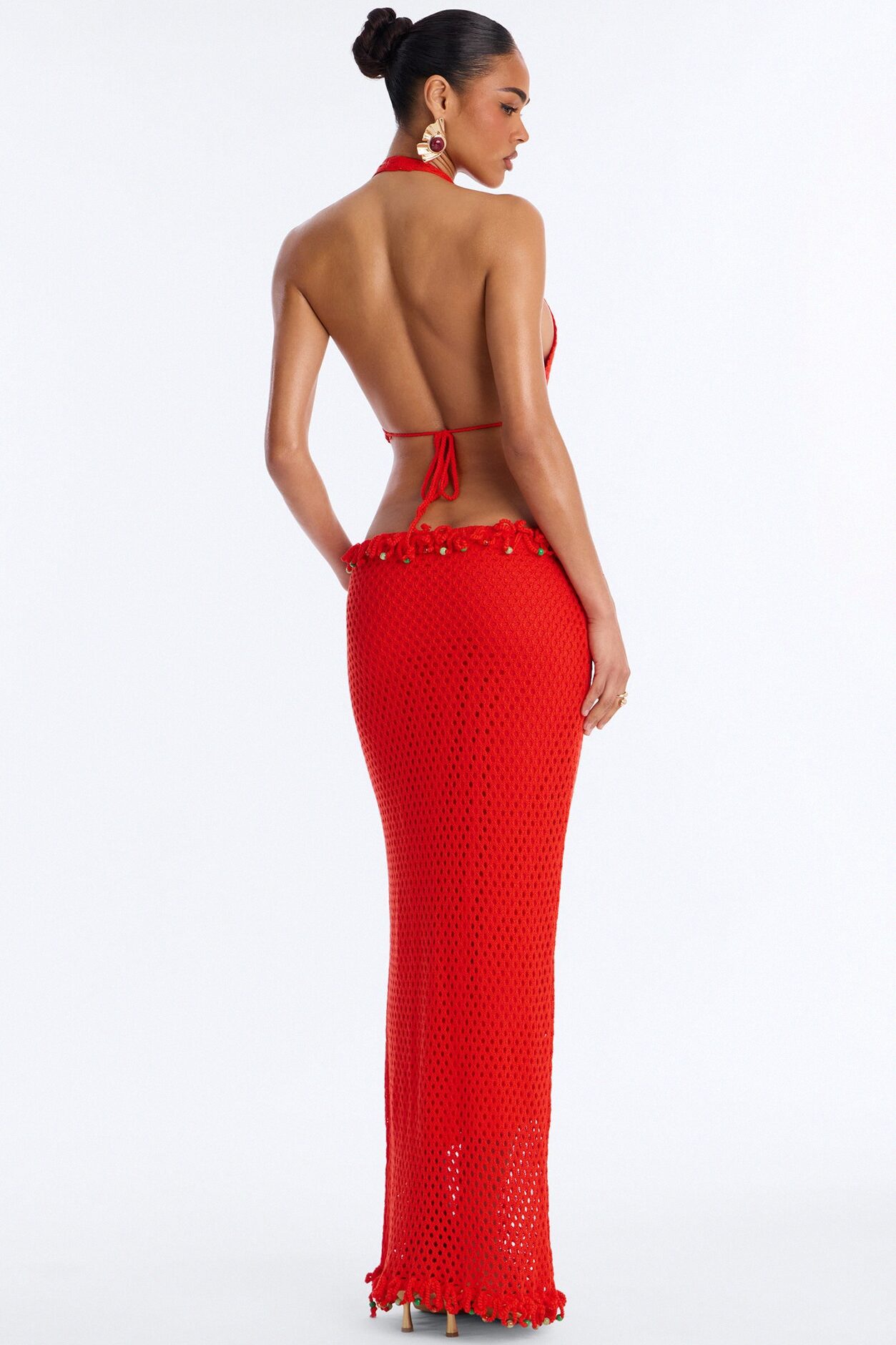 Island Affair Crochet Maxi Dress - Orange