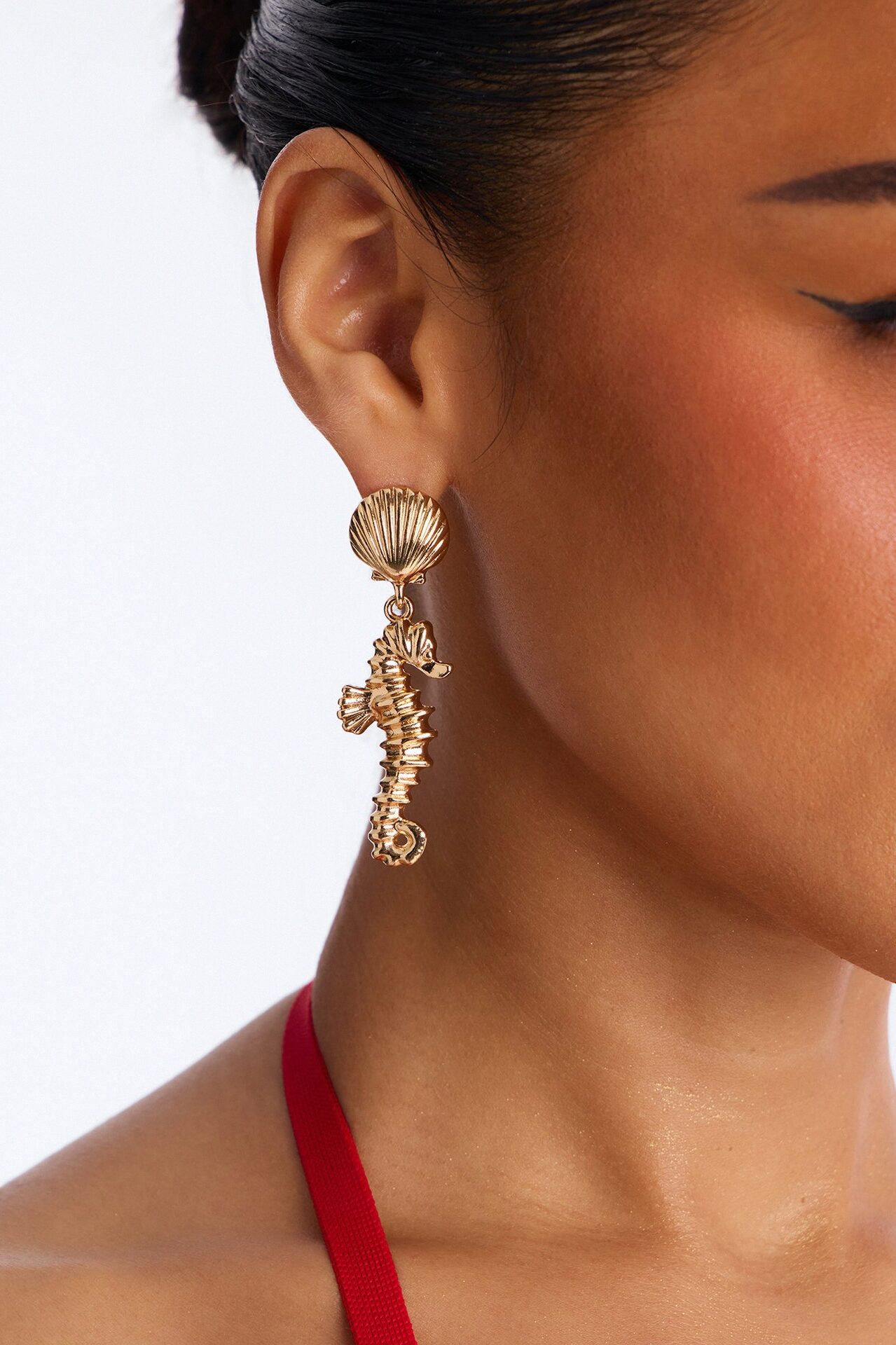 Mystical Seahorse Drop Earrings - Gold/combo