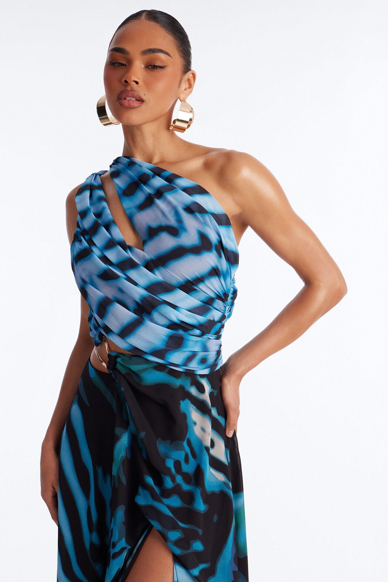 Jessika Printed Chiffon Maxi Dress - Blue/combo