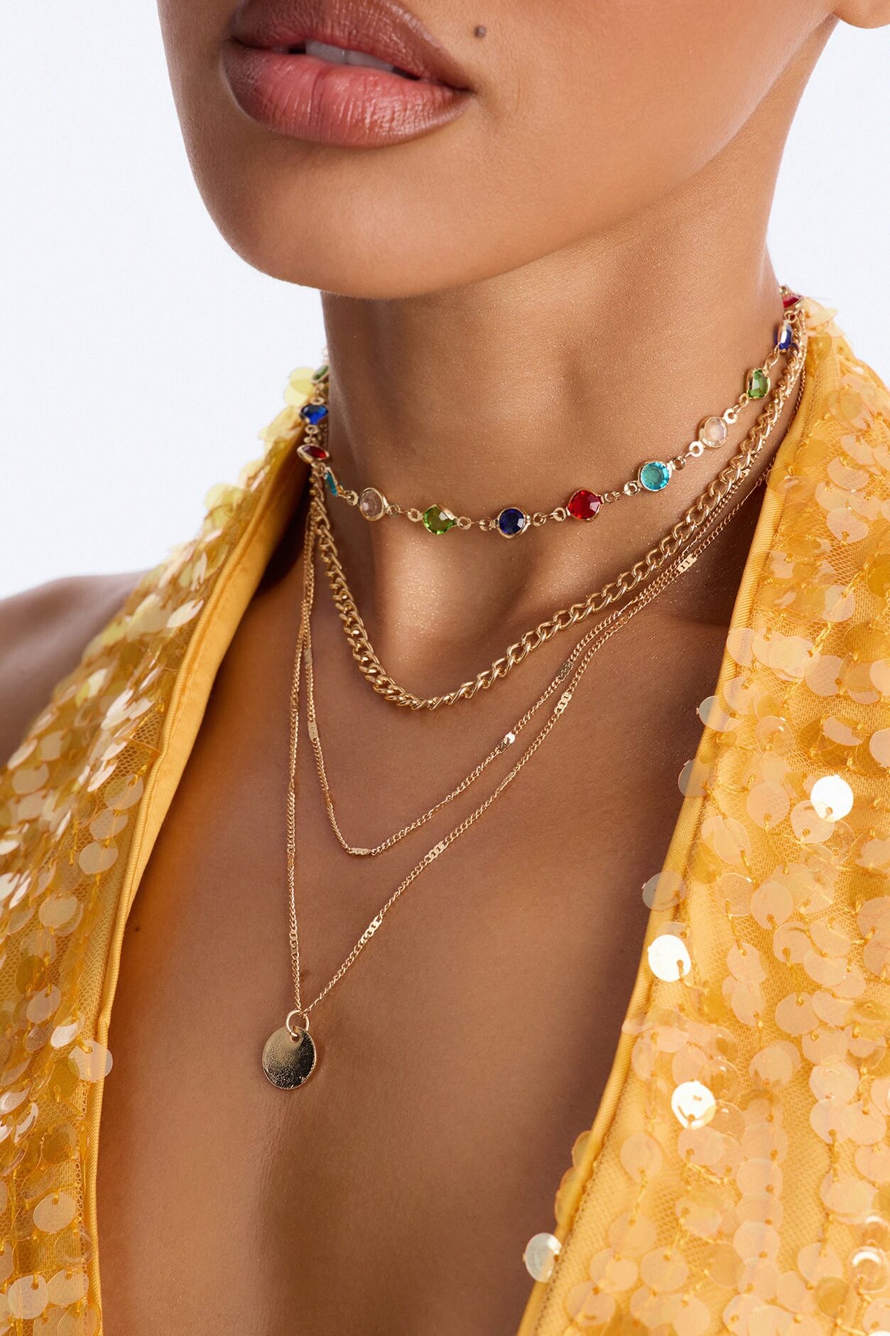 Pure Radiance Layered Neckalce - Gold/Multi