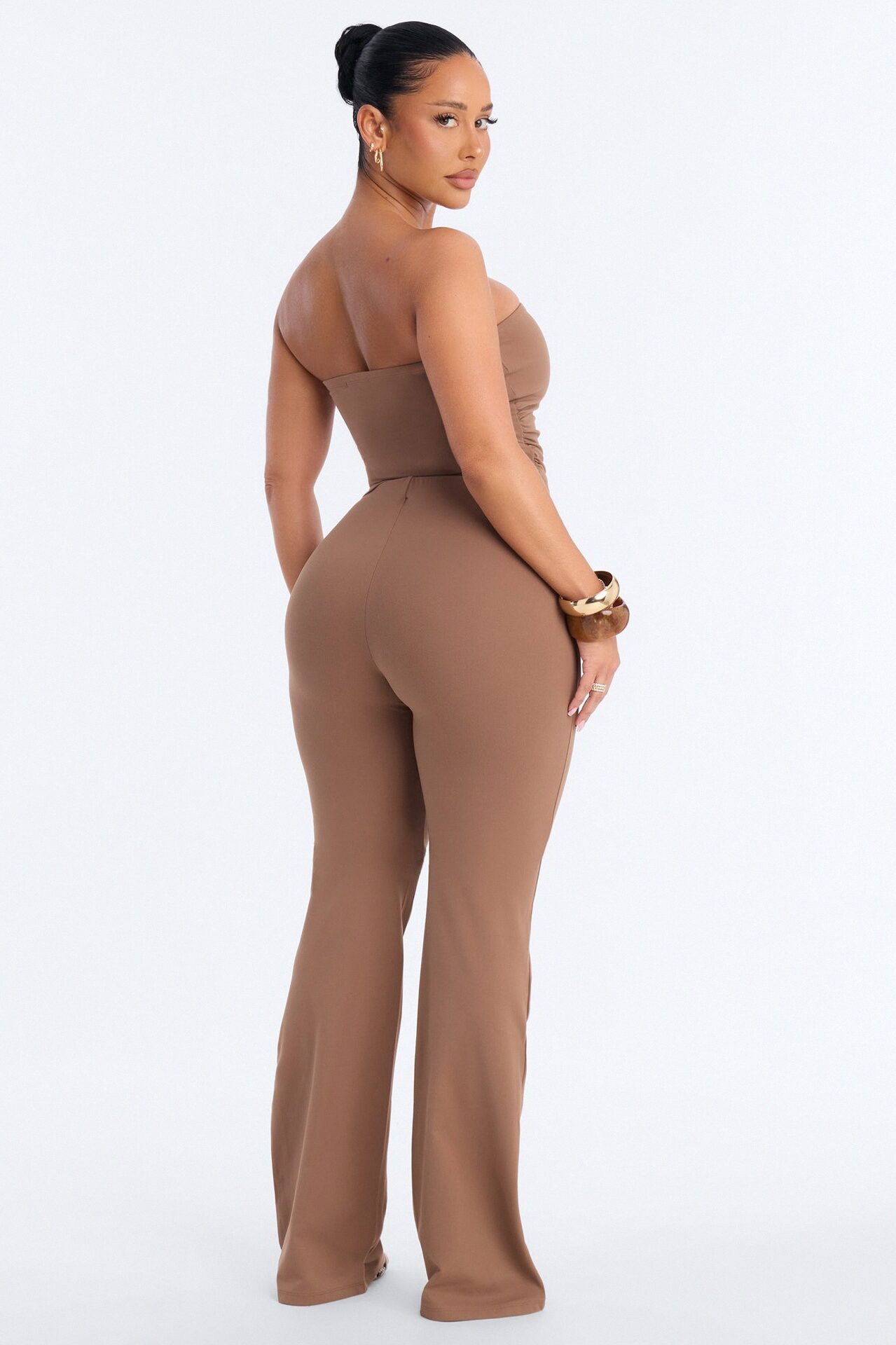 Just Vibes Strapless Pant Set - Brown