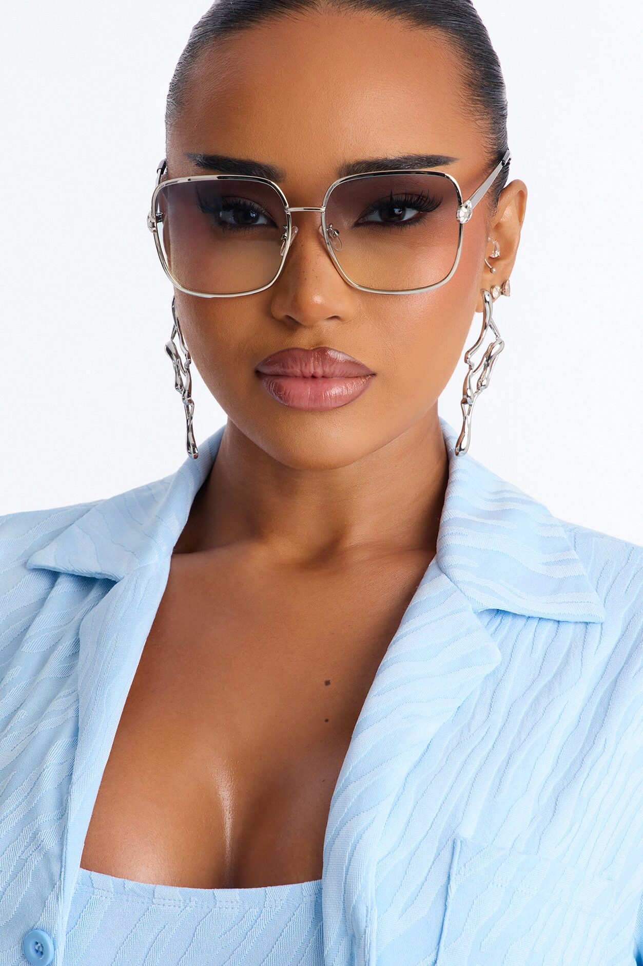Sneaking Up Sunglasses - Silver/Blue