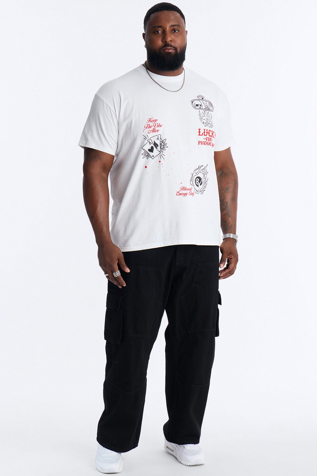 Lucky Vibes Oversized Short Sleeve Tee - White