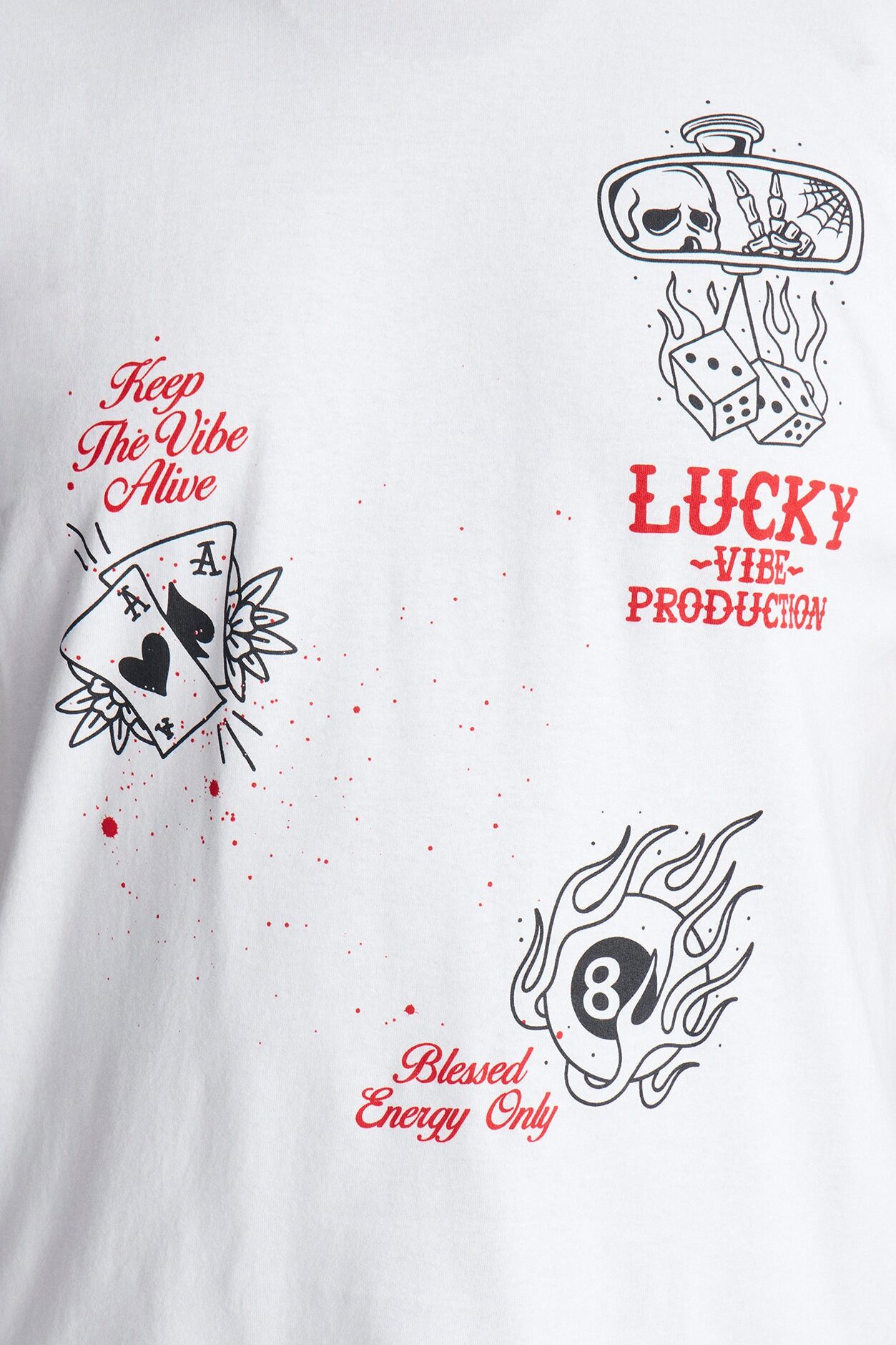 Lucky Vibes Oversized Short Sleeve Tee - White