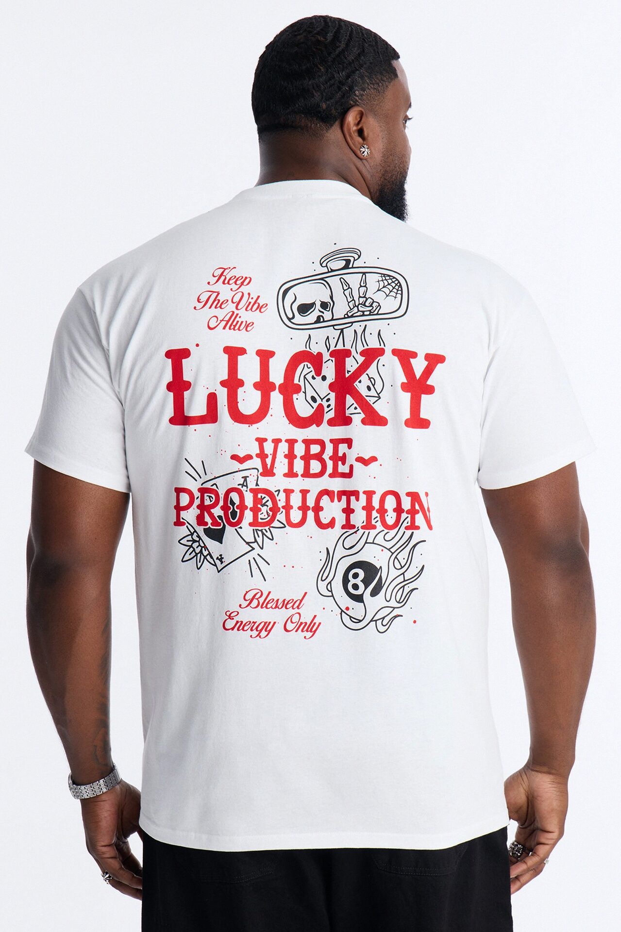 Lucky Vibes Oversized Short Sleeve Tee - White