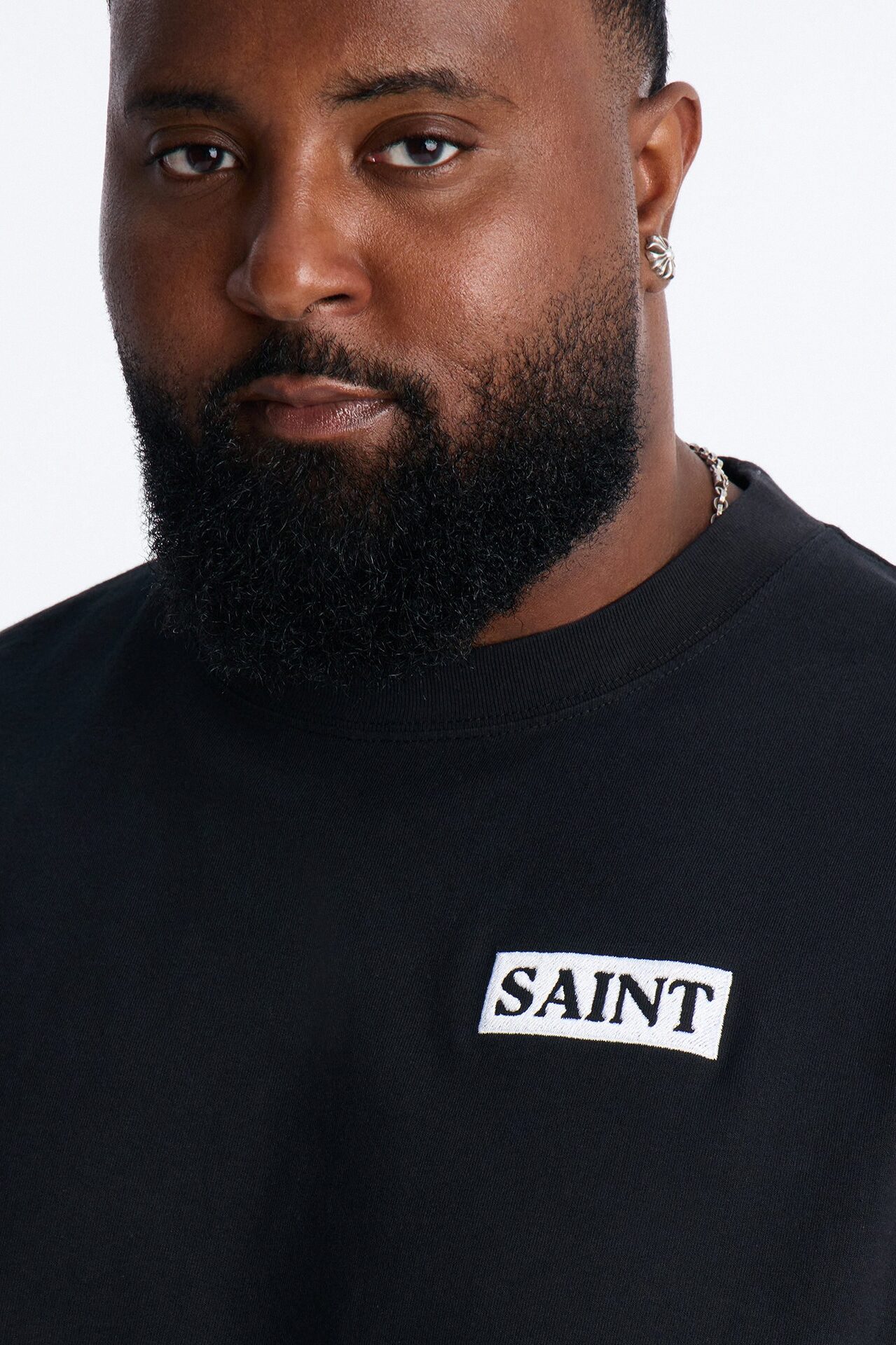 Saint Oversized Heavy Weight Embroidery Short Sleeve Tee - Black