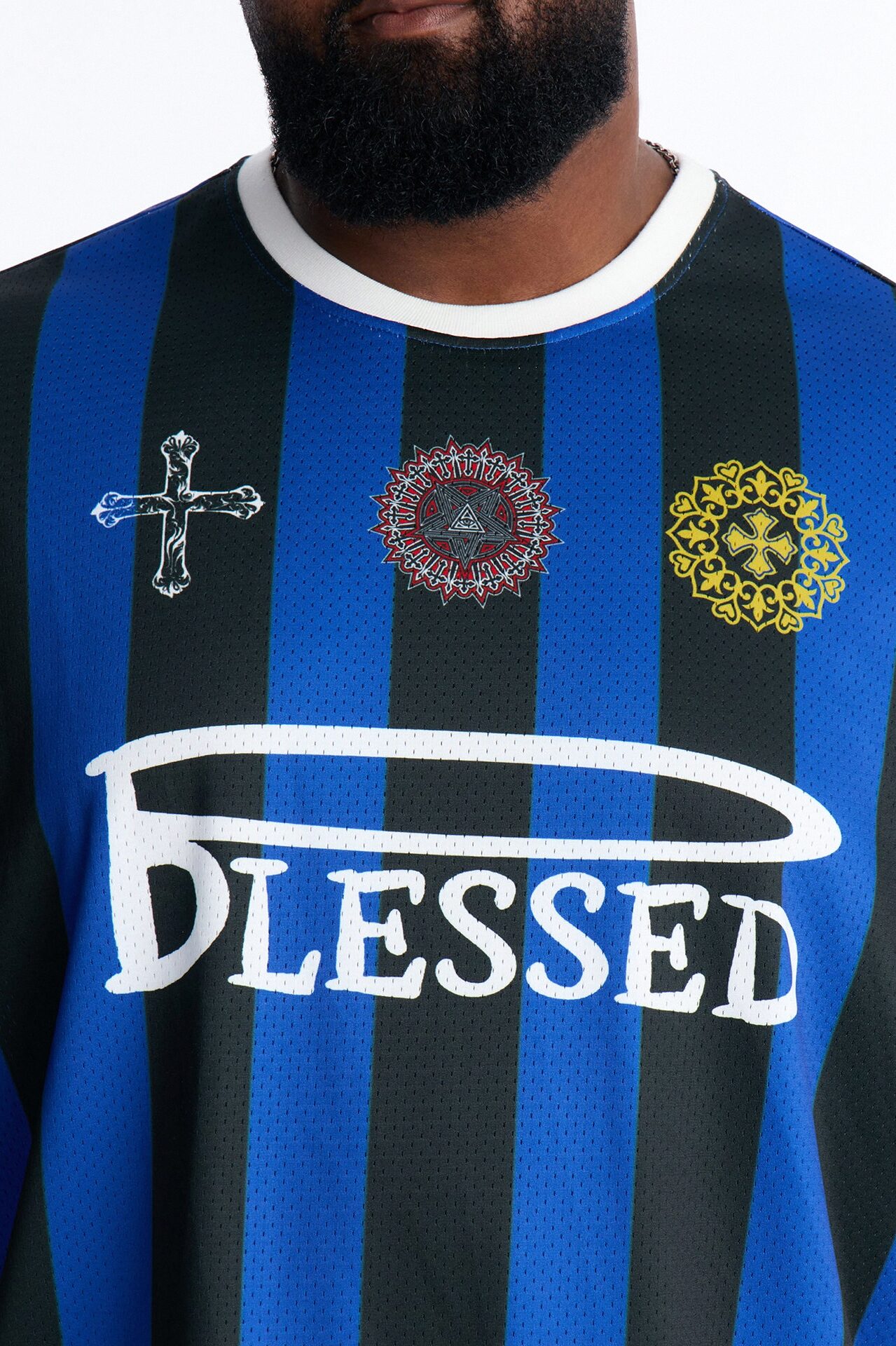 Blessed Oversized Soccer Jersey - Blue/combo