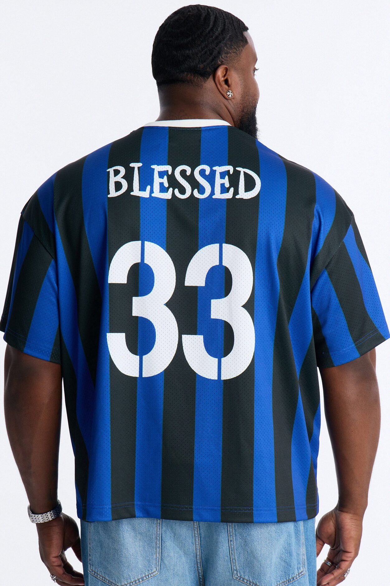 Blessed Oversized Soccer Jersey - Blue/combo