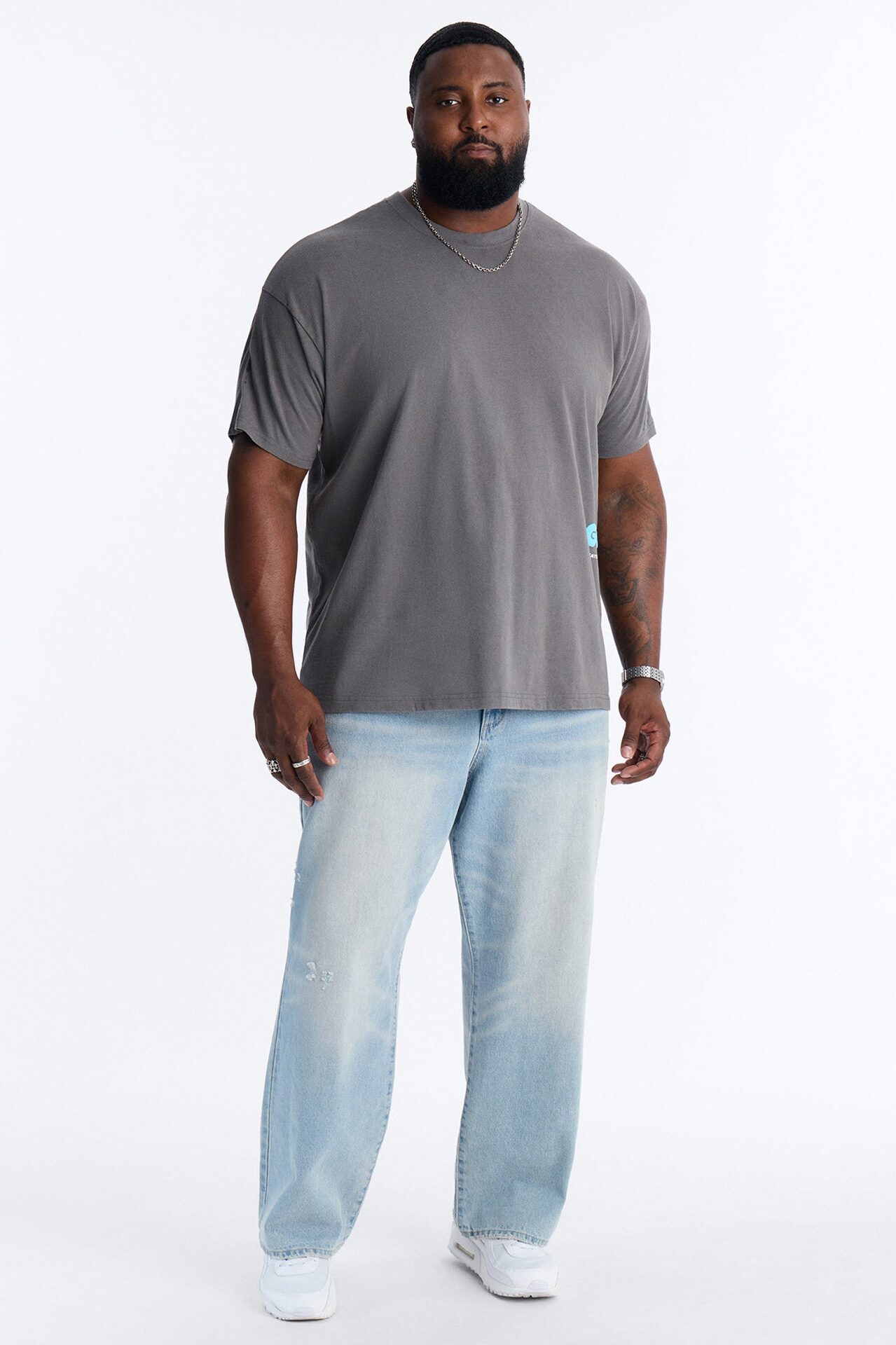 GOAT Washed Boxy Short Sleeve Tee - Grey