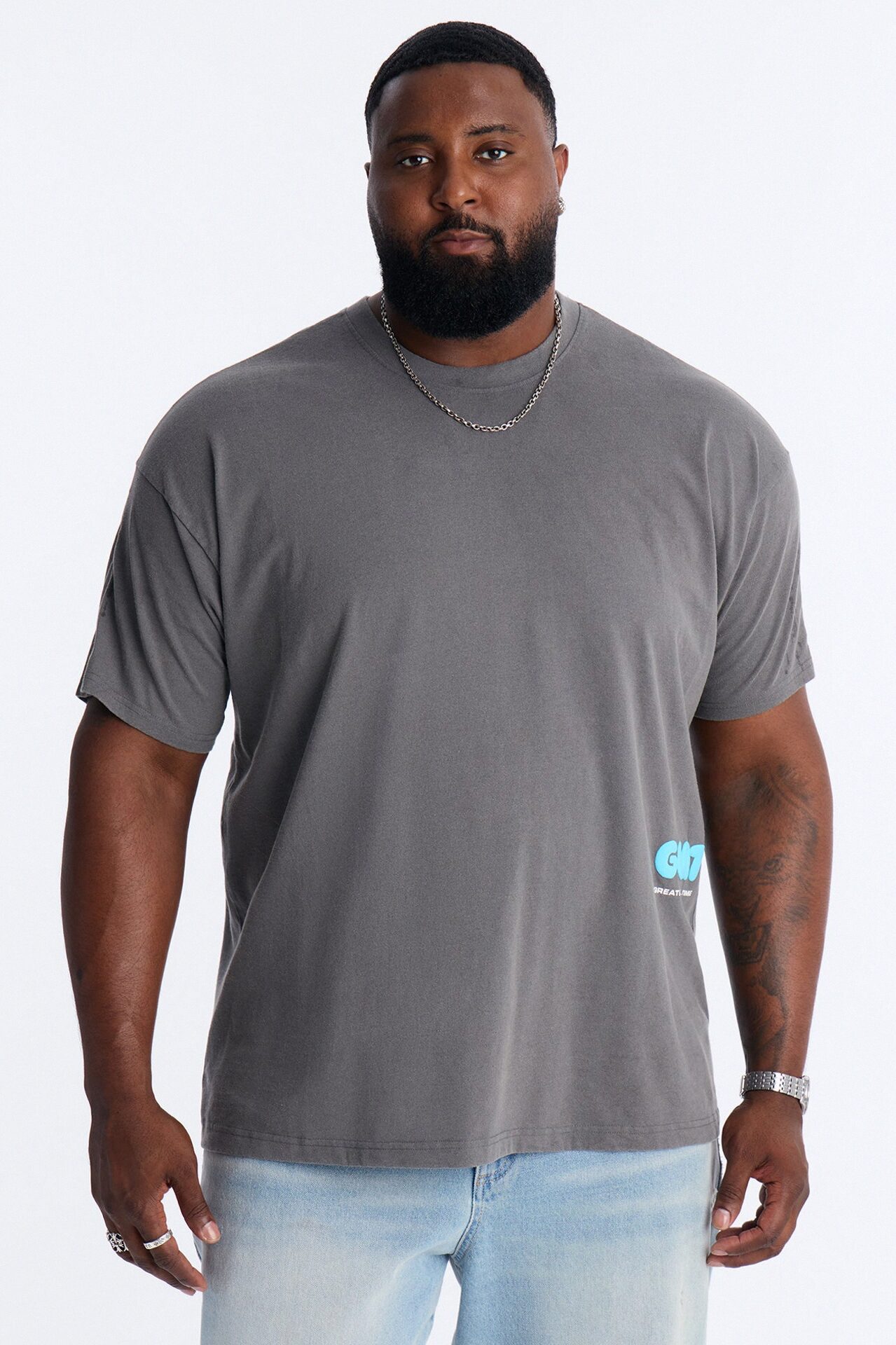 GOAT Washed Boxy Short Sleeve Tee - Grey