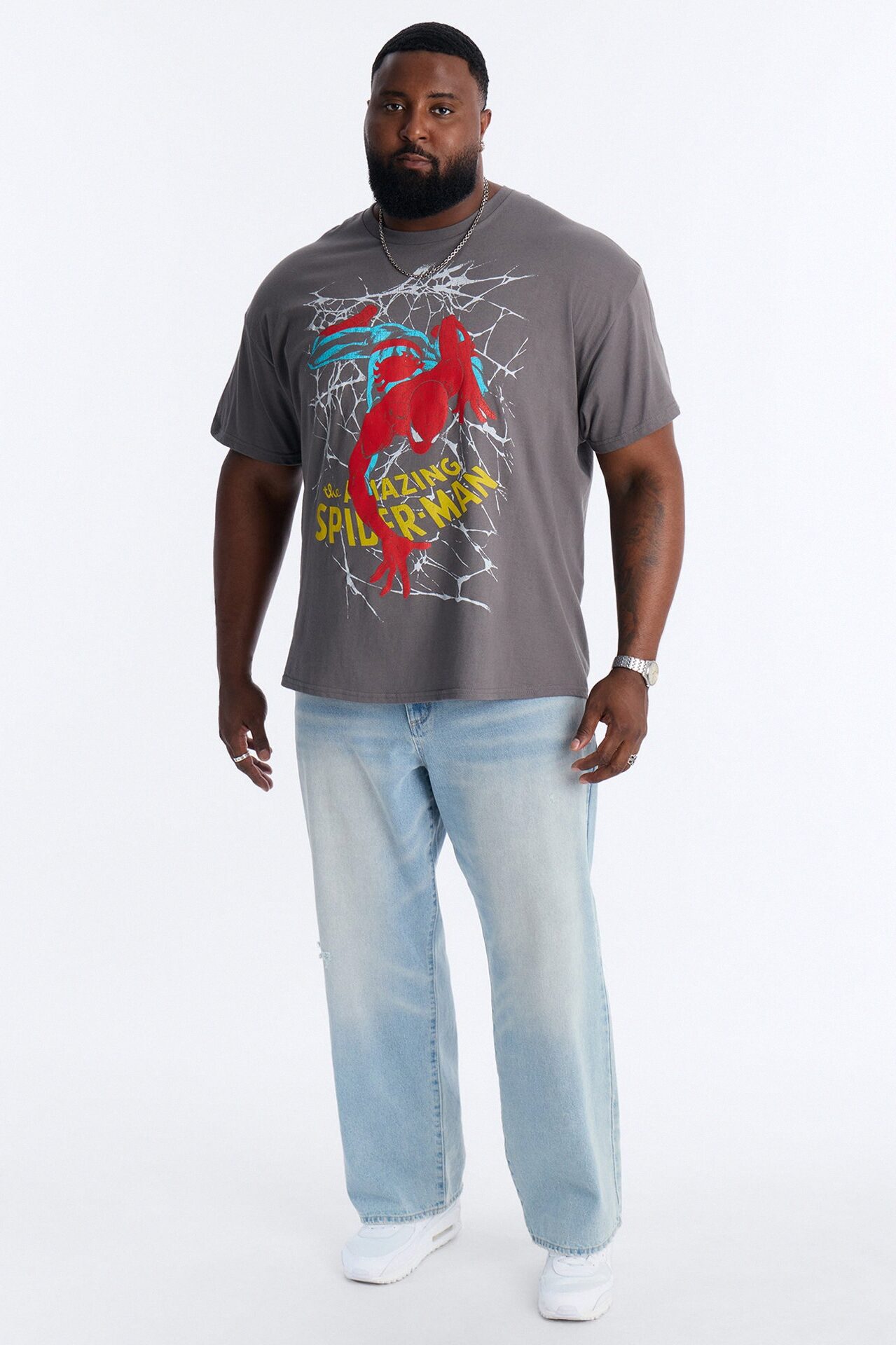 Spider Man Climbing Through Short Sleeve Tee - Charcoal