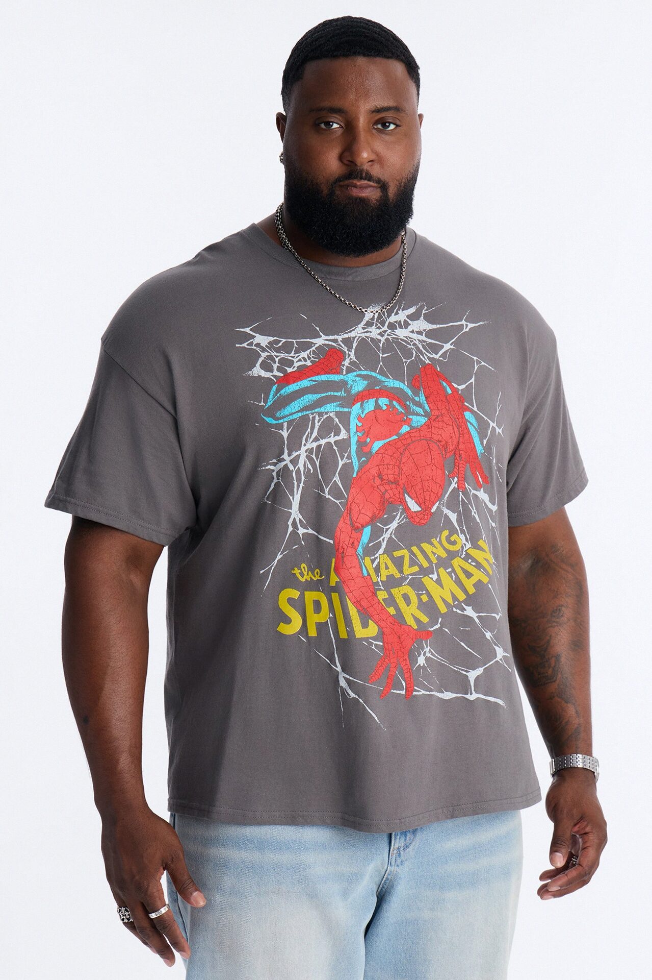 Spider Man Climbing Through Short Sleeve Tee - Charcoal