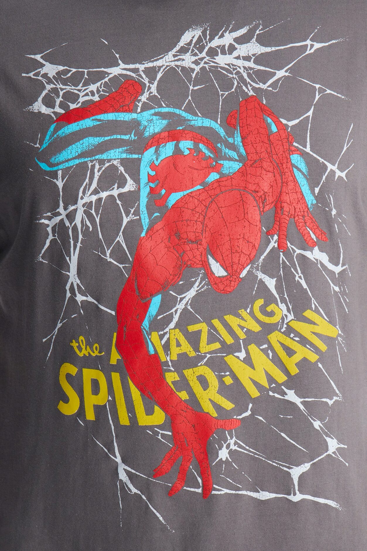 Spider Man Climbing Through Short Sleeve Tee - Charcoal