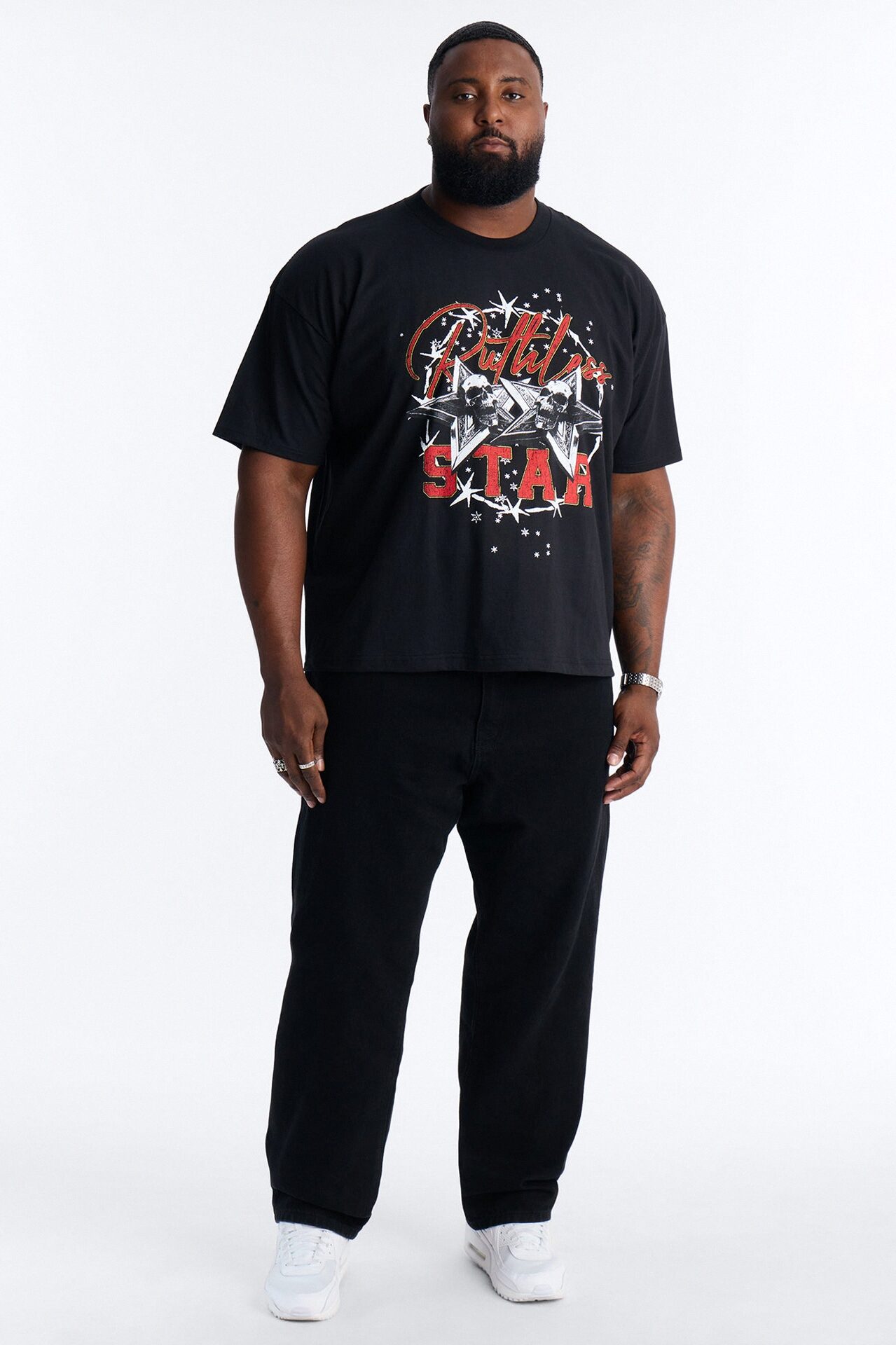 Ruthless Star Boxy Short Sleeve Tee - Black
