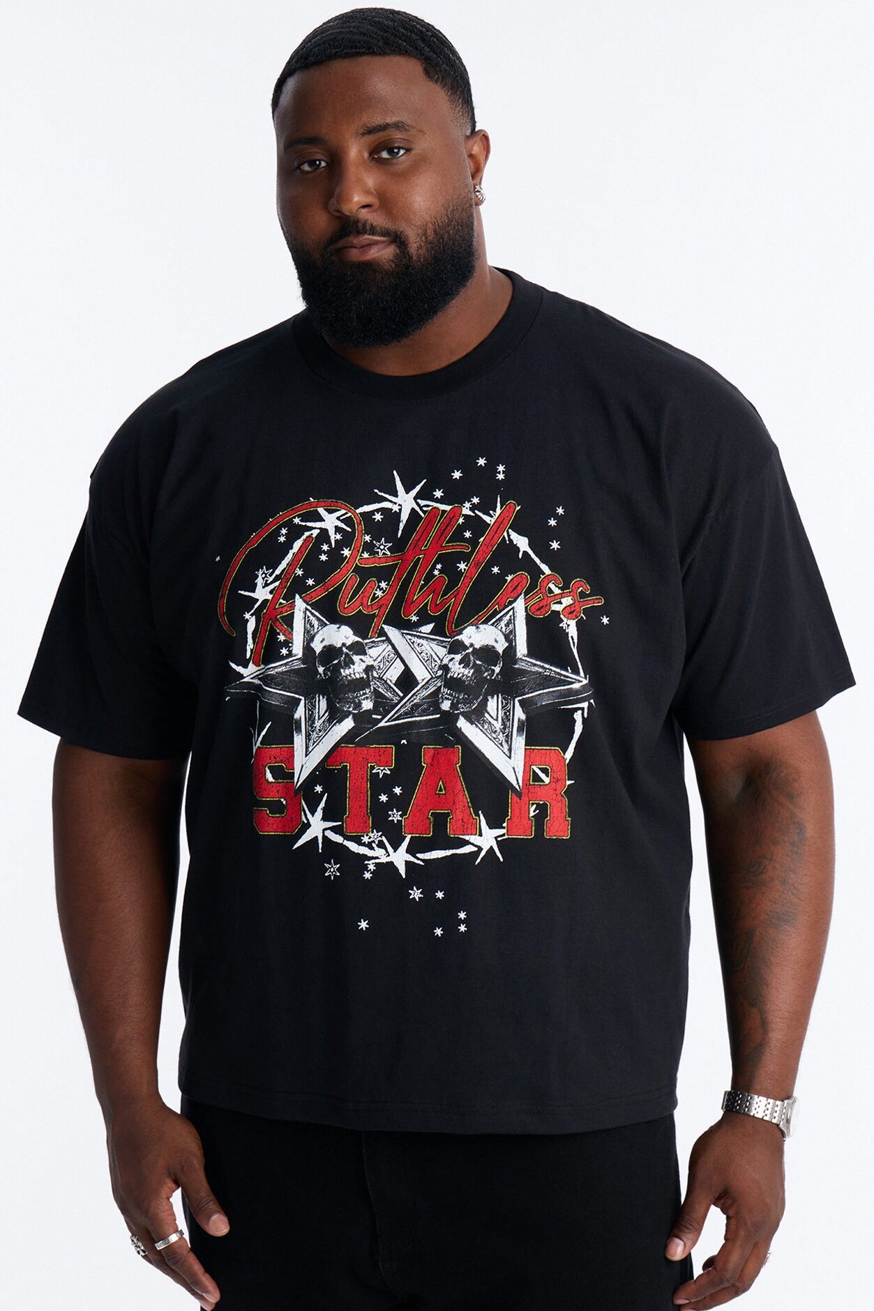 Ruthless Star Boxy Short Sleeve Tee - Black