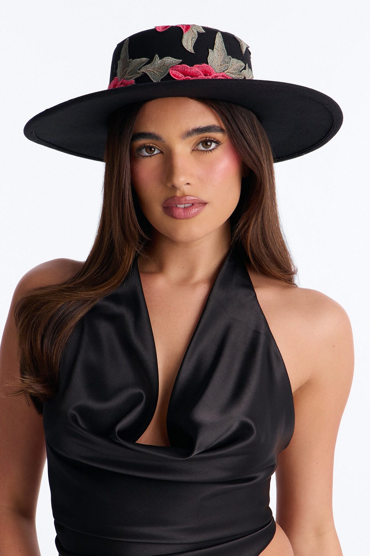 Straight Facts Floral Fedora Hat - Black/combo