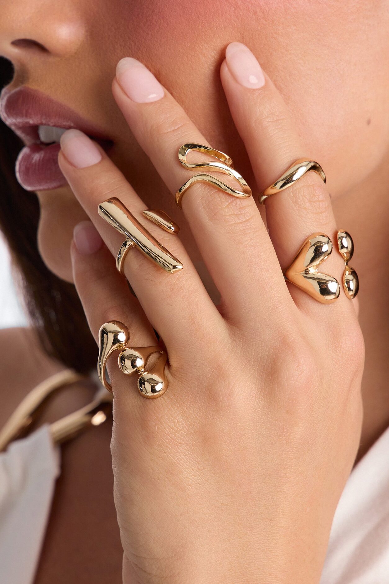 Nothing Matters Abstract 5 Piece Ring Set - Gold