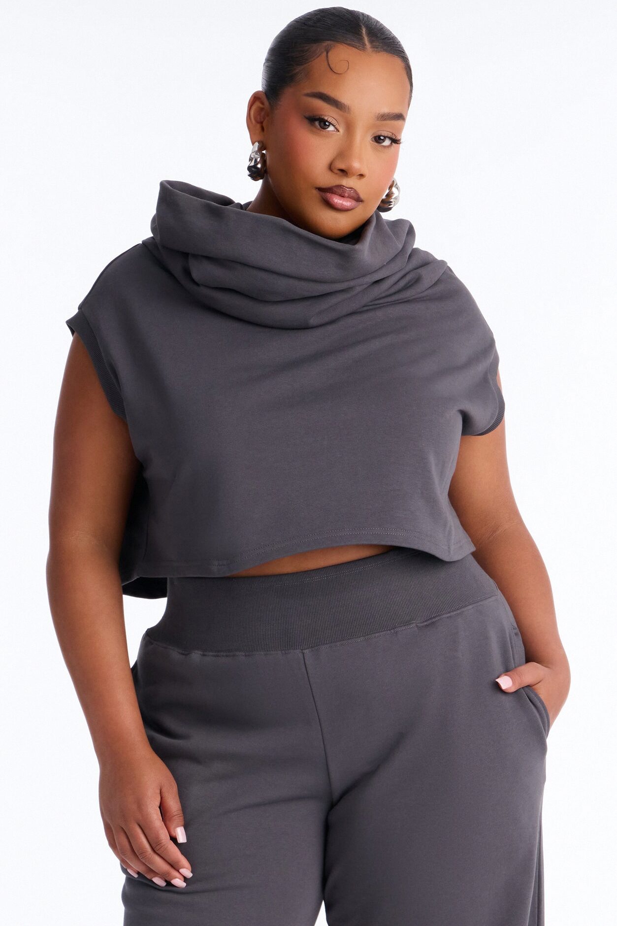 Alexa Wide Leg Pant Set - Charcoal