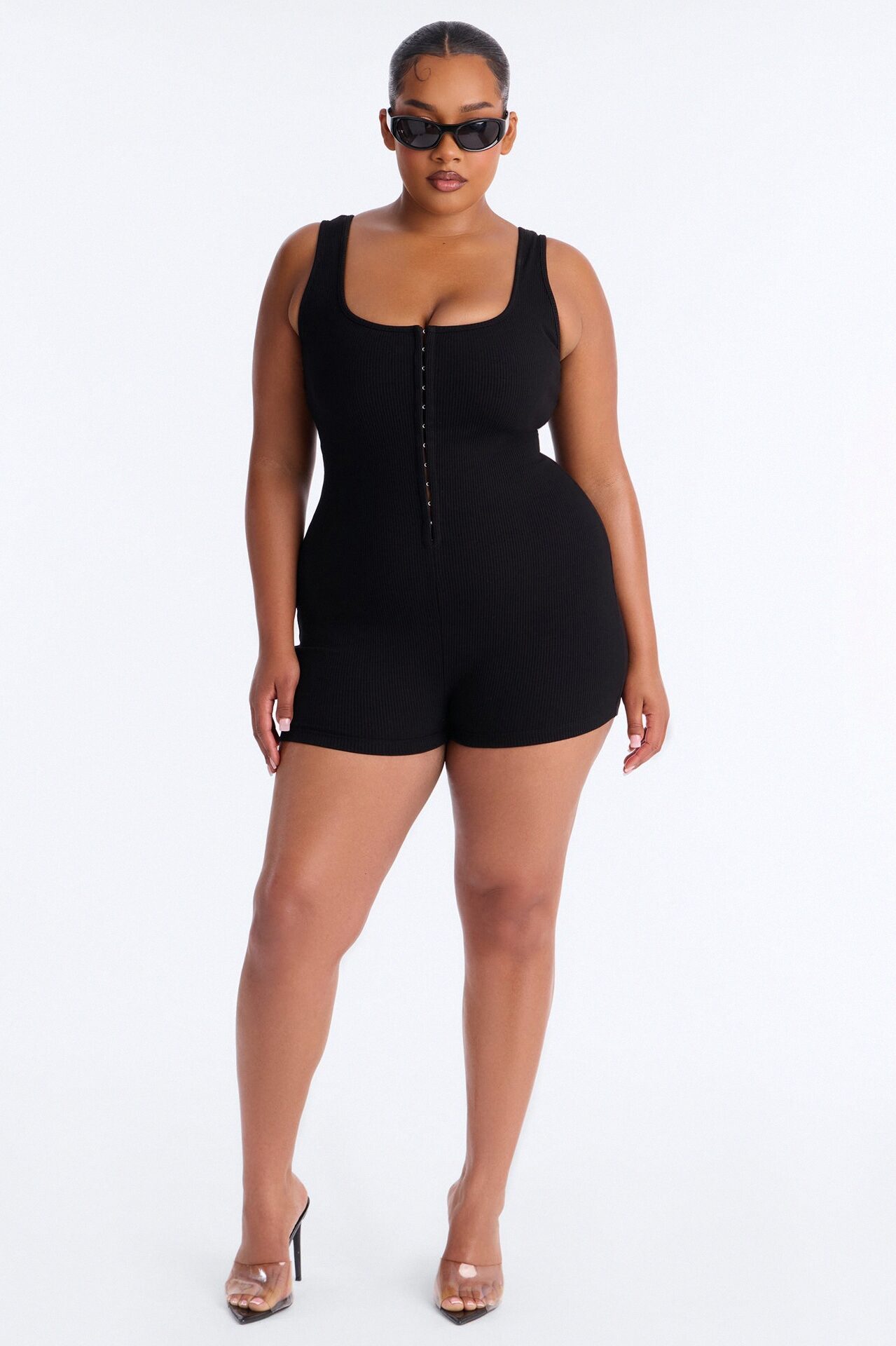 Bec Hook And Eye Snatched Romper - Black