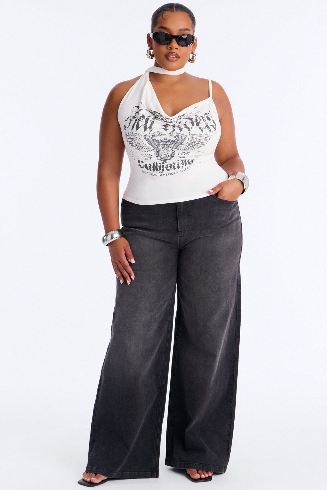 West Coast Moto Scarf Tank Top - White