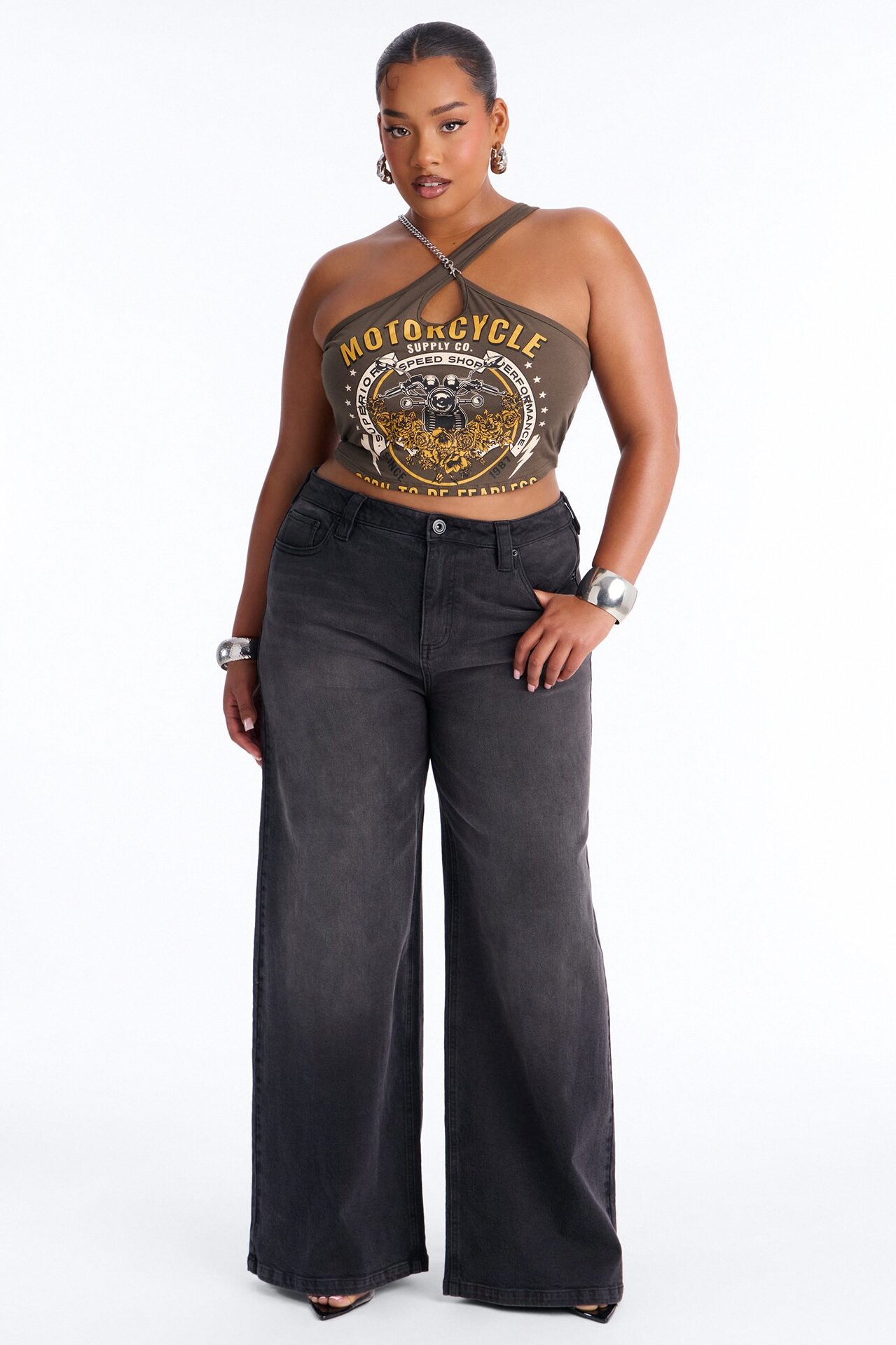 Motorcycle Speed Shop Halter Top - Olive
