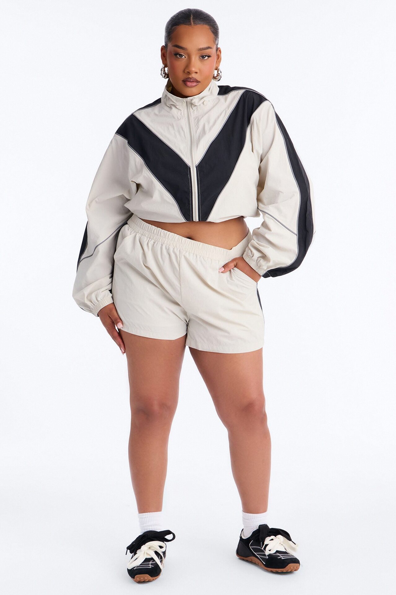 Break A Sweat Windbreaker Track Shorts - Taupe/combo