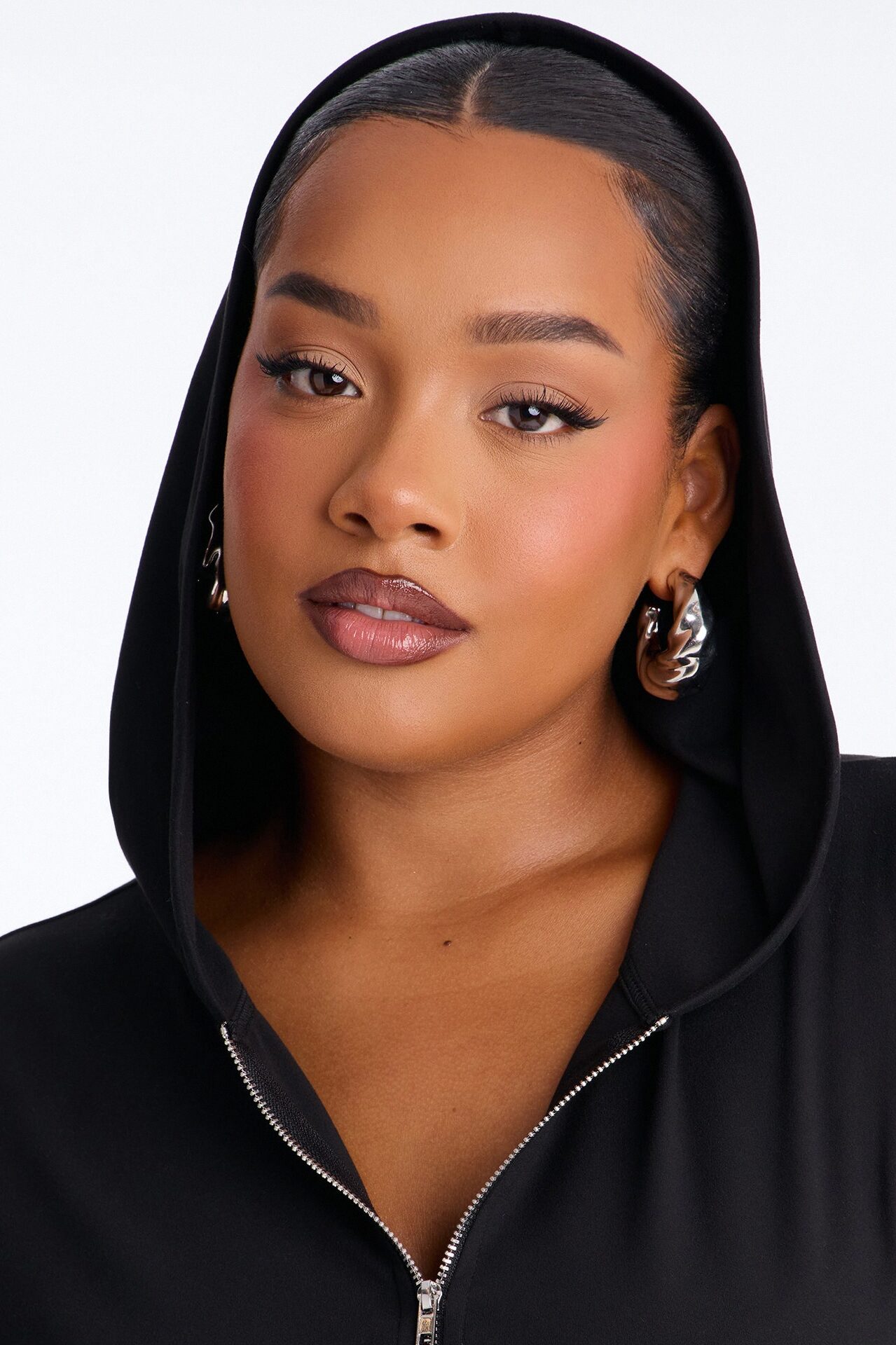 Casual Vibe Zip Up Hoodie Pant Set - Black