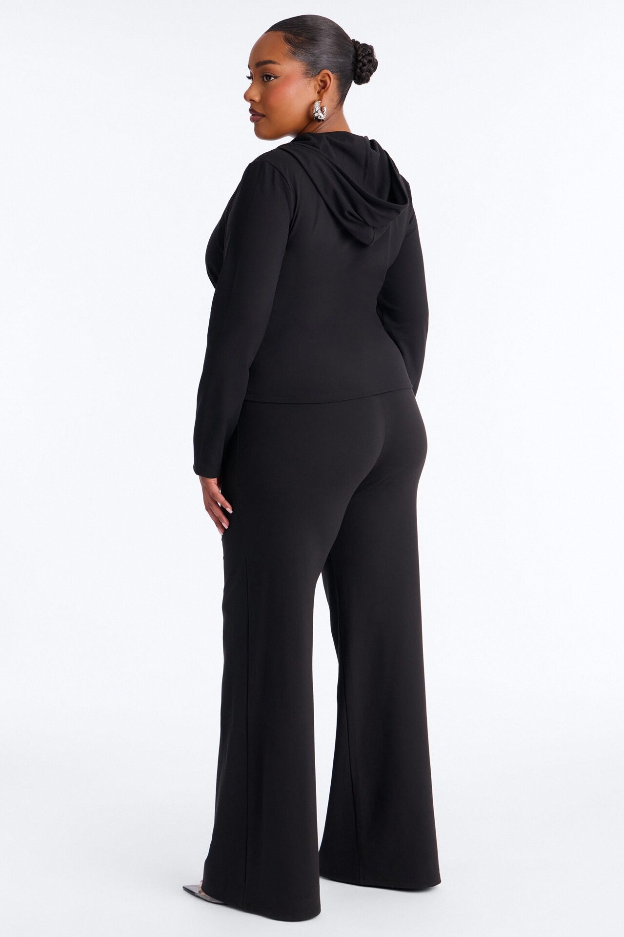 Casual Vibe Zip Up Hoodie Pant Set - Black