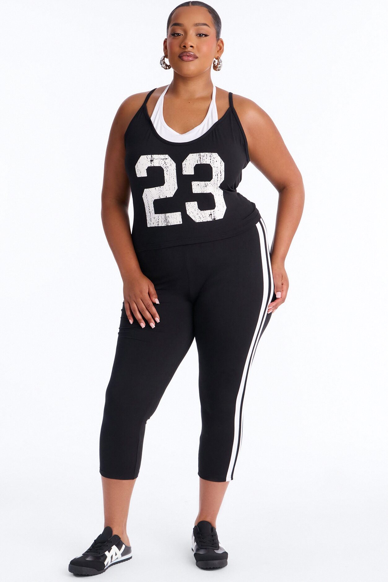 Hot Player 23 Capri Legging Set - Black/White