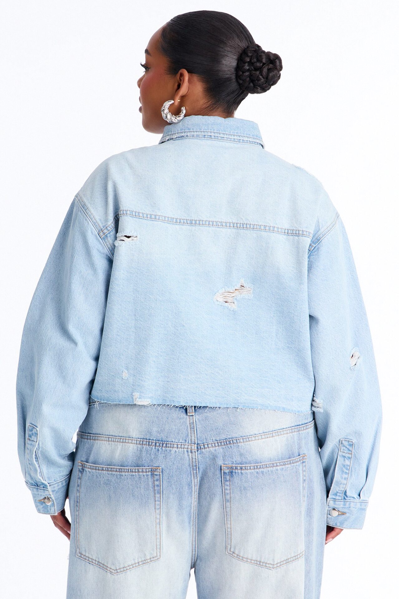 Clean Break Double Pocket Denim Shacket - Light Wash