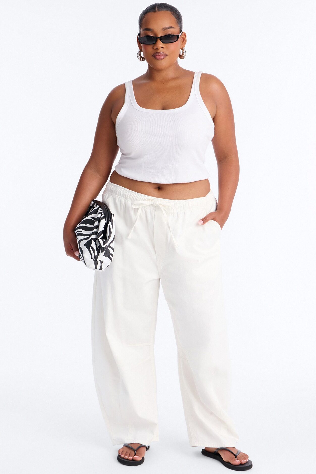 At Sunset Loose Fit TIe Waist Jeans - White