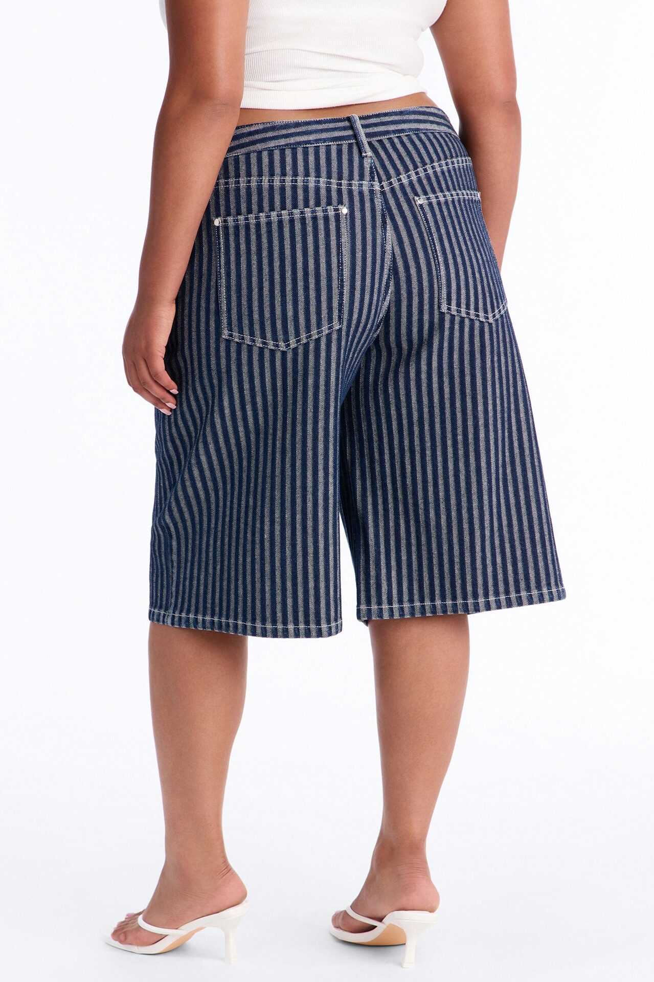 Grand Finish Striped Denim Jorts - Dark Wash