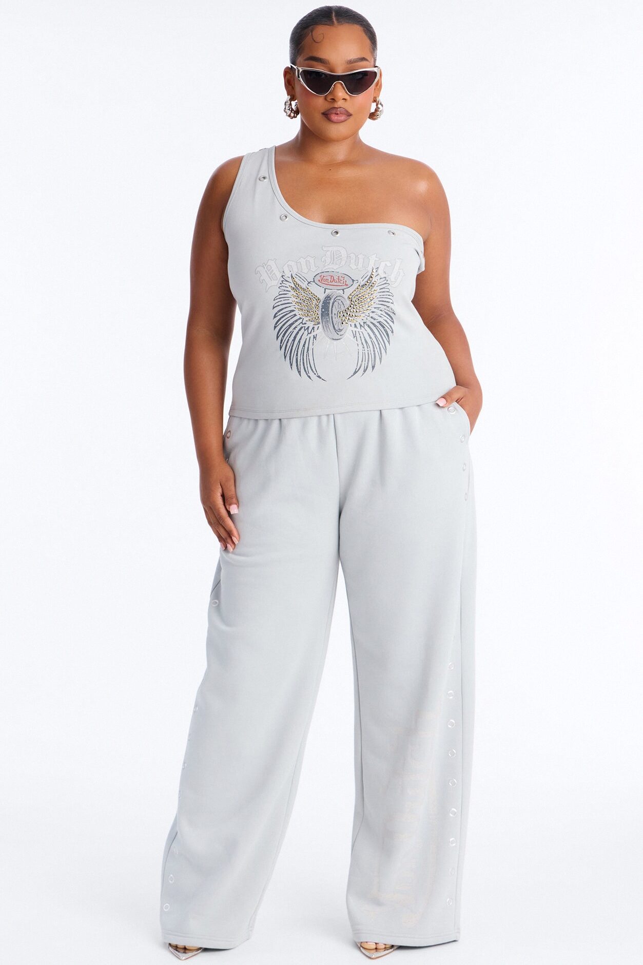 Von Dutch Rocker Wide Leg Pant - Grey