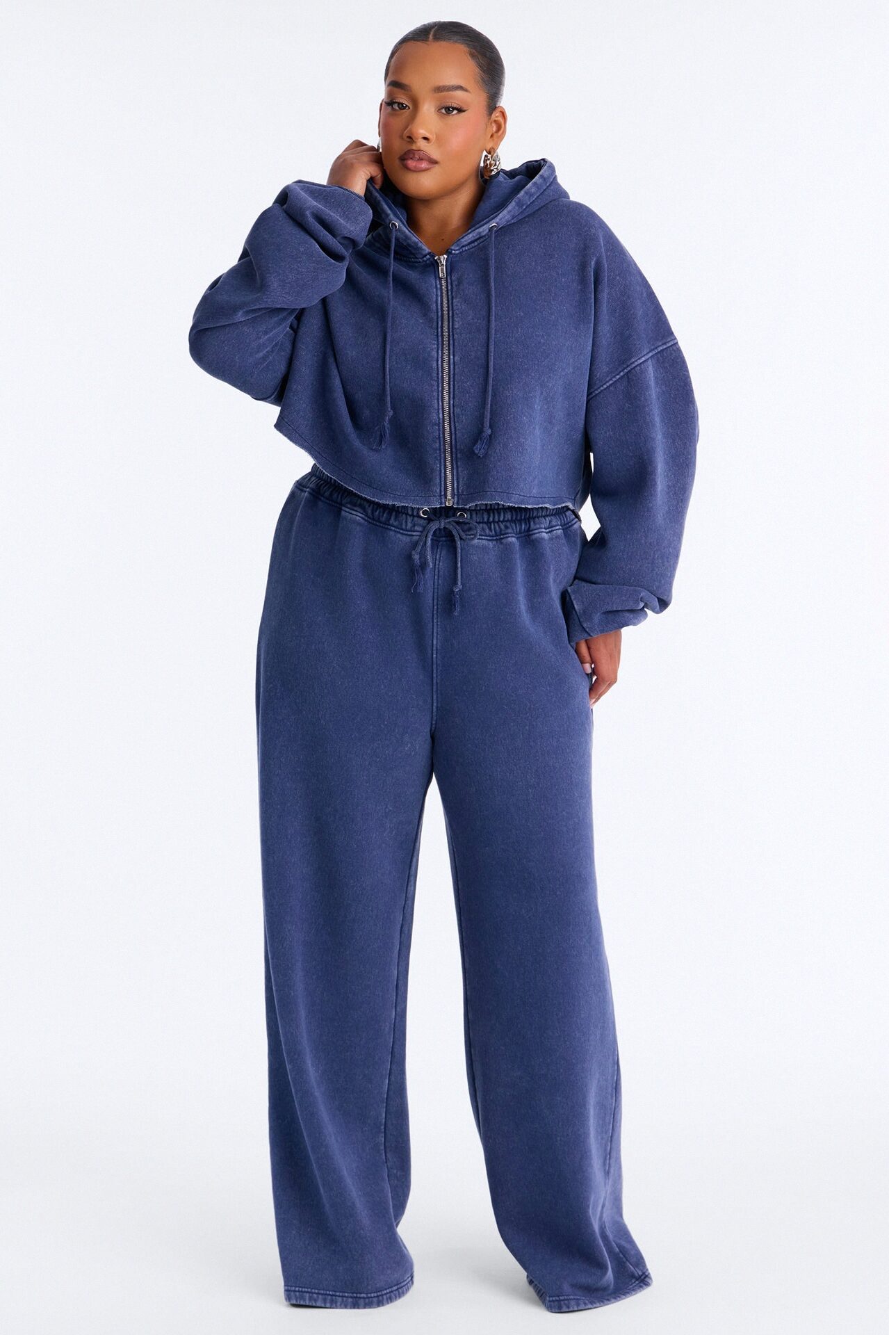 On The Go Fleece Pant Set - Navy