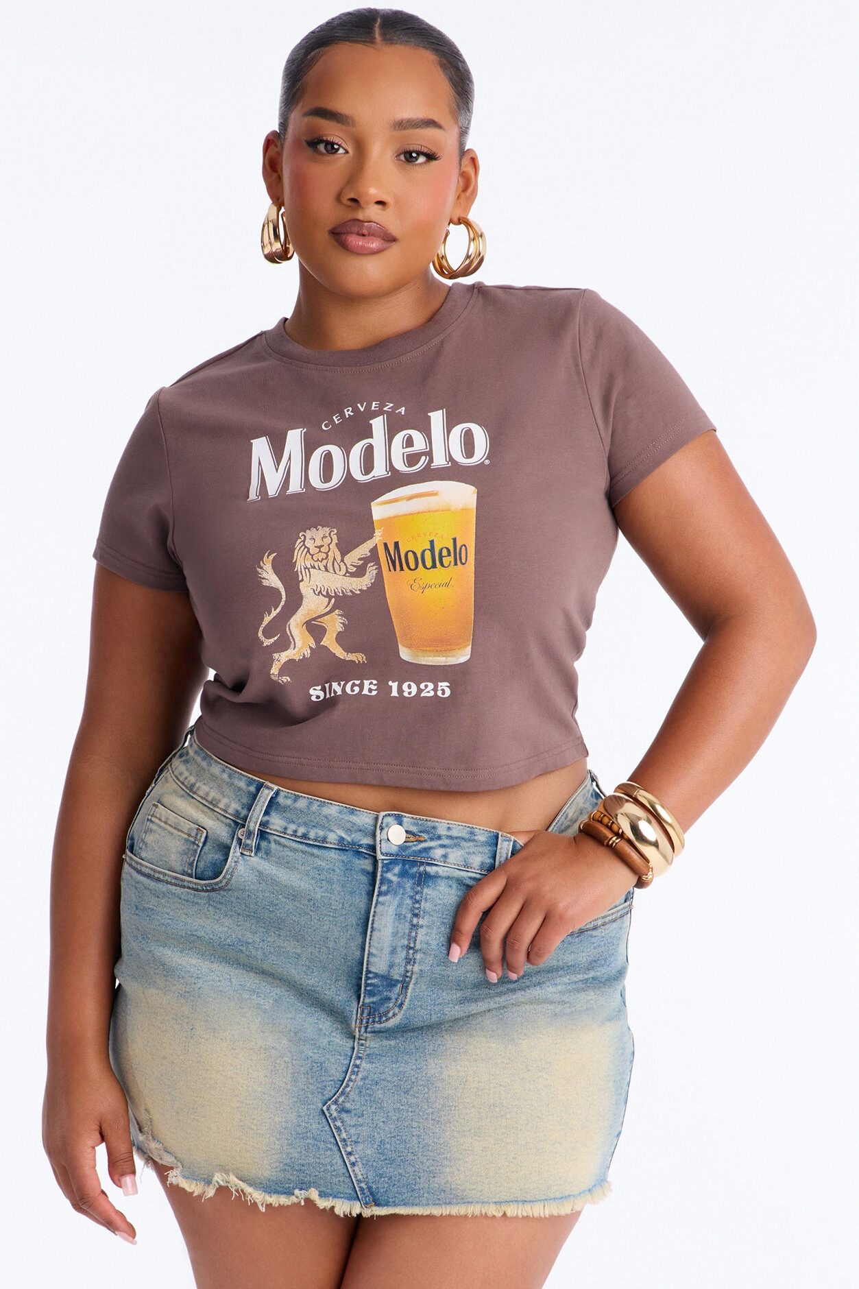 Modelo Collection Rhinestone Baby Tee - Chocolate