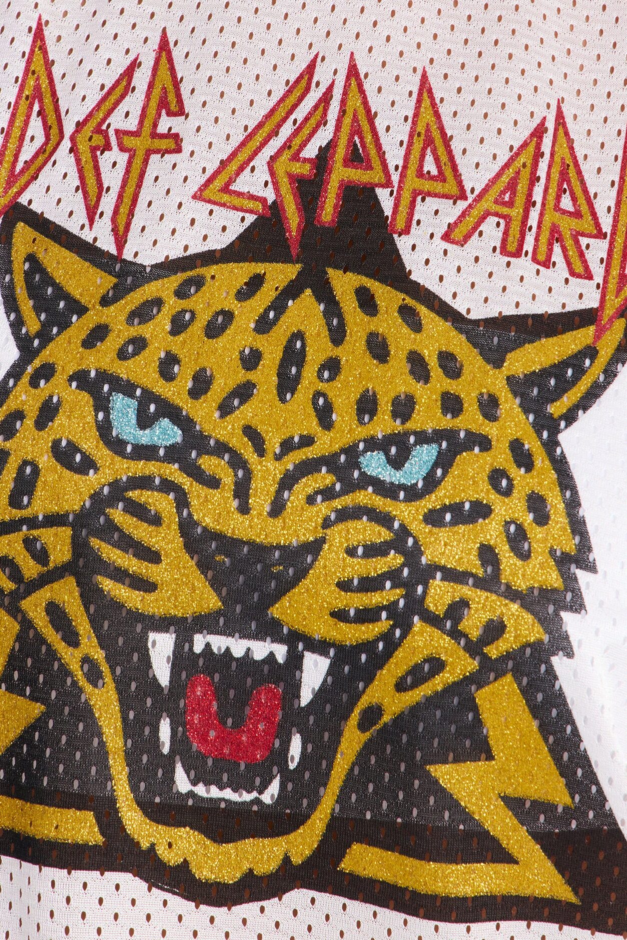 Def Leppard Mesh Cropped Muscle Tee - White
