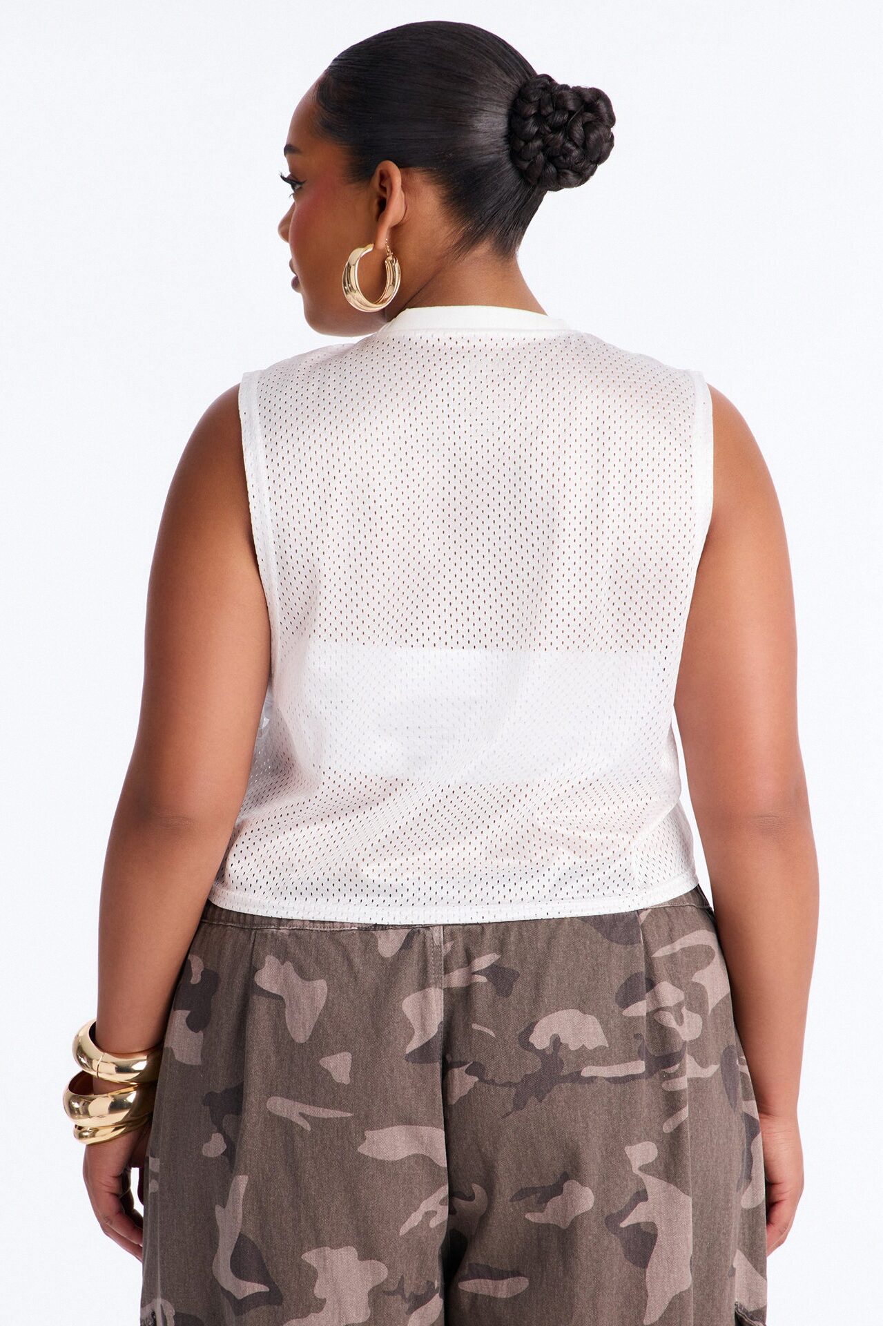 Def Leppard Mesh Cropped Muscle Tee - White