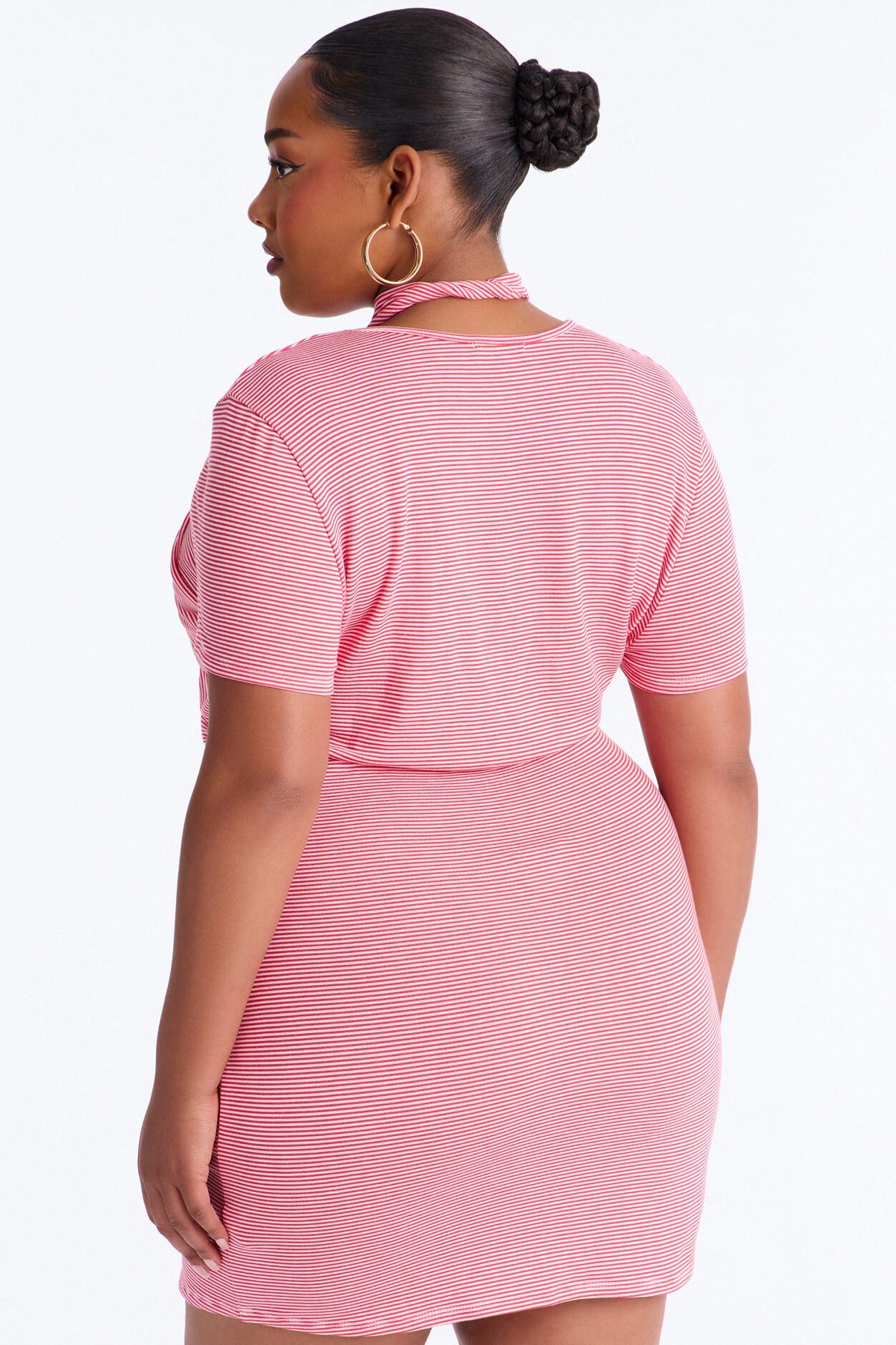 Jayla Striped T Shirt Mini Dress - Red/combo